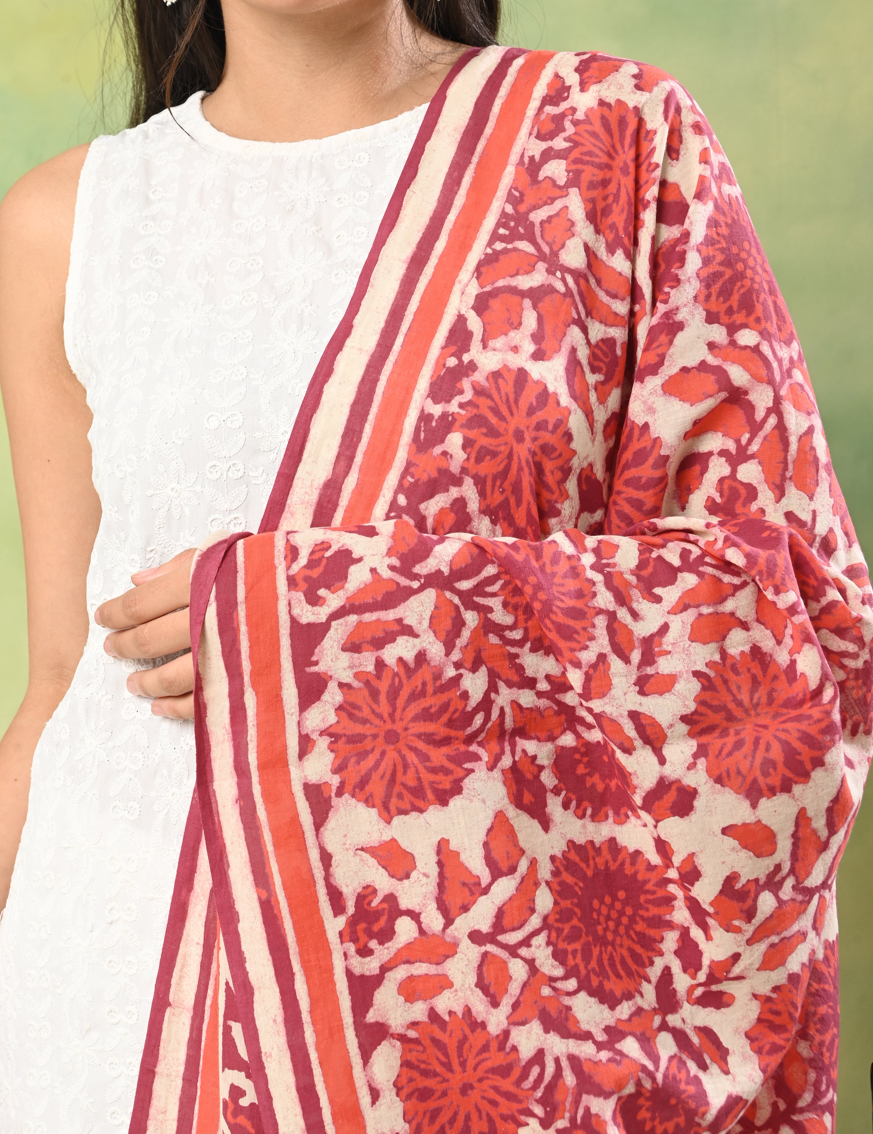 Pushkarini Magenta Block Print Dupatta