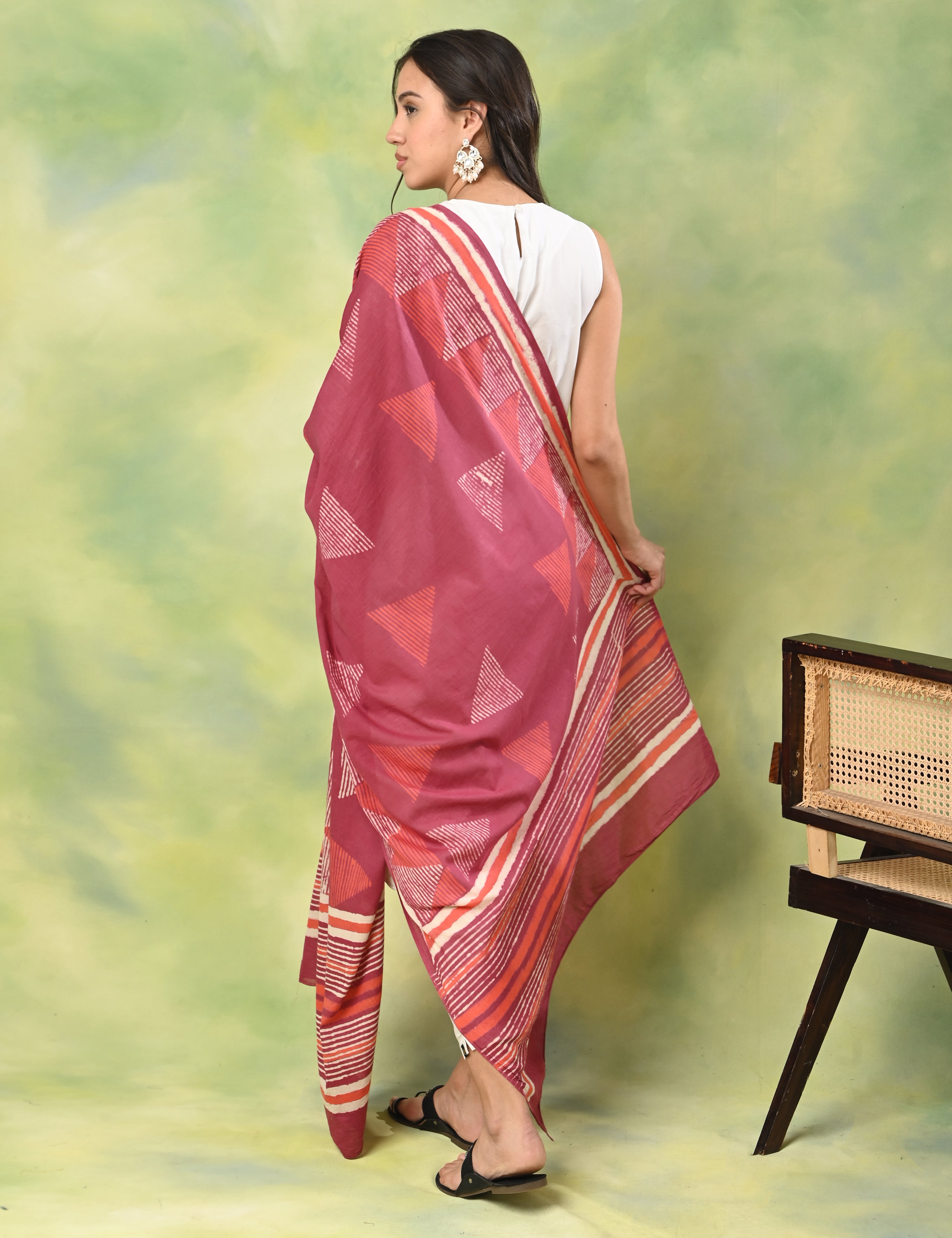 Trayas Magenta Dabu Dupatta