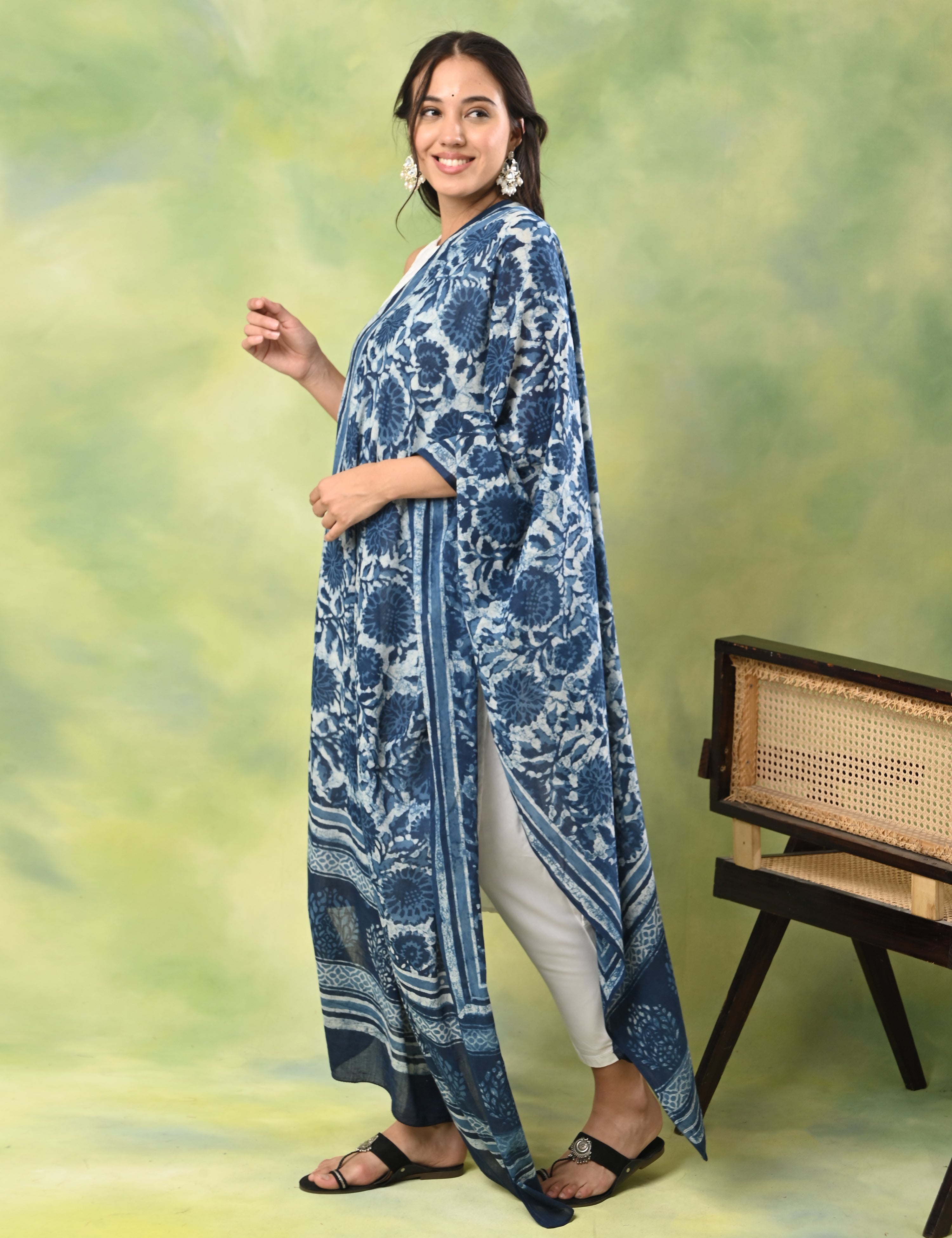 Pushkarini Indigo Block Print Dupatta