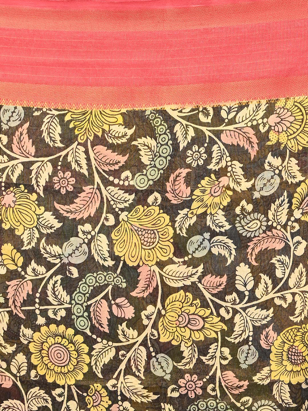 Manjari Parrot Green Pen Kalamkari Saree