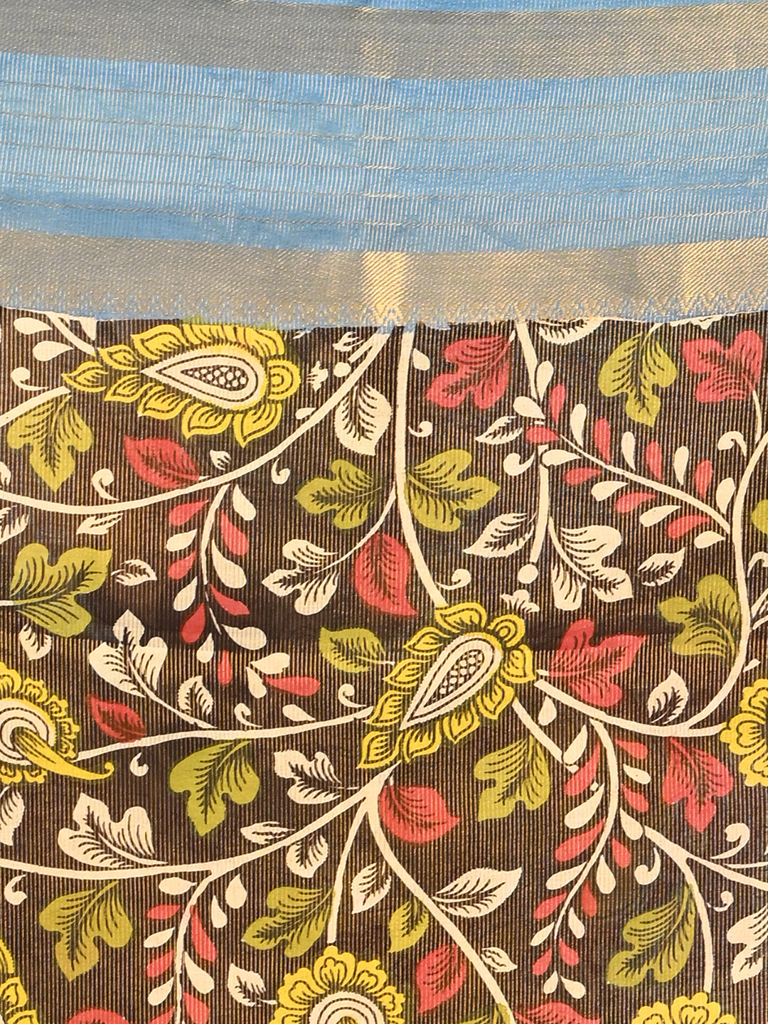 Manjari Lime Green Pen Kalamkari Saree