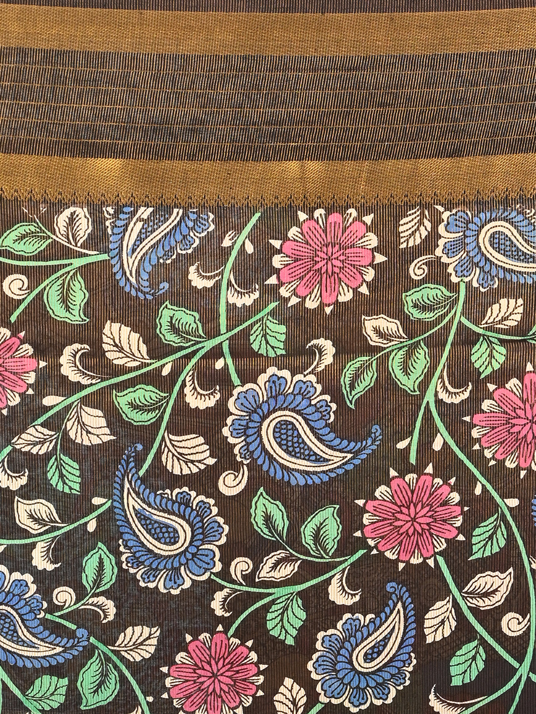Manjari Cream Pen Kalamkari Saree