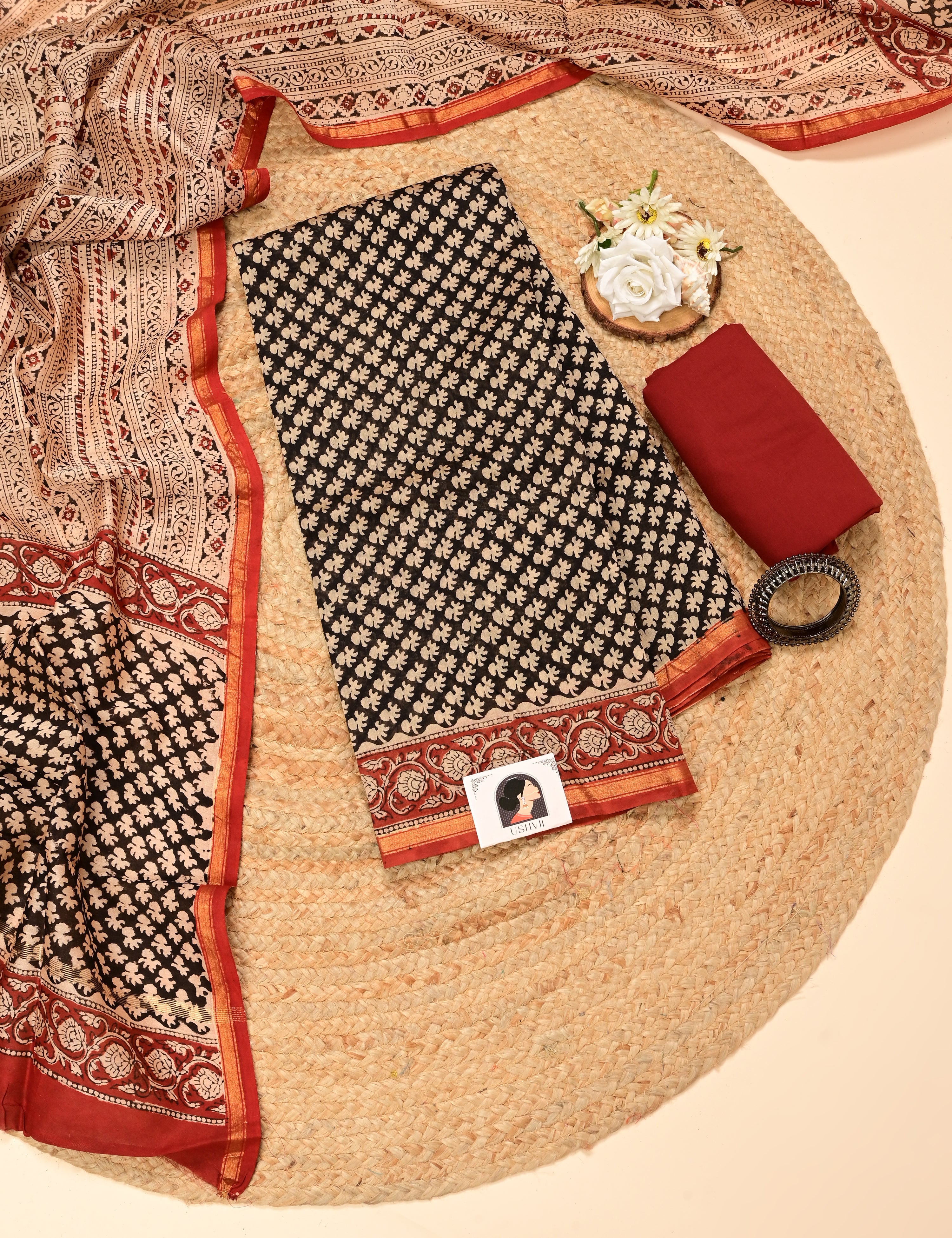 Shama Multicolored Bagru Dress Material