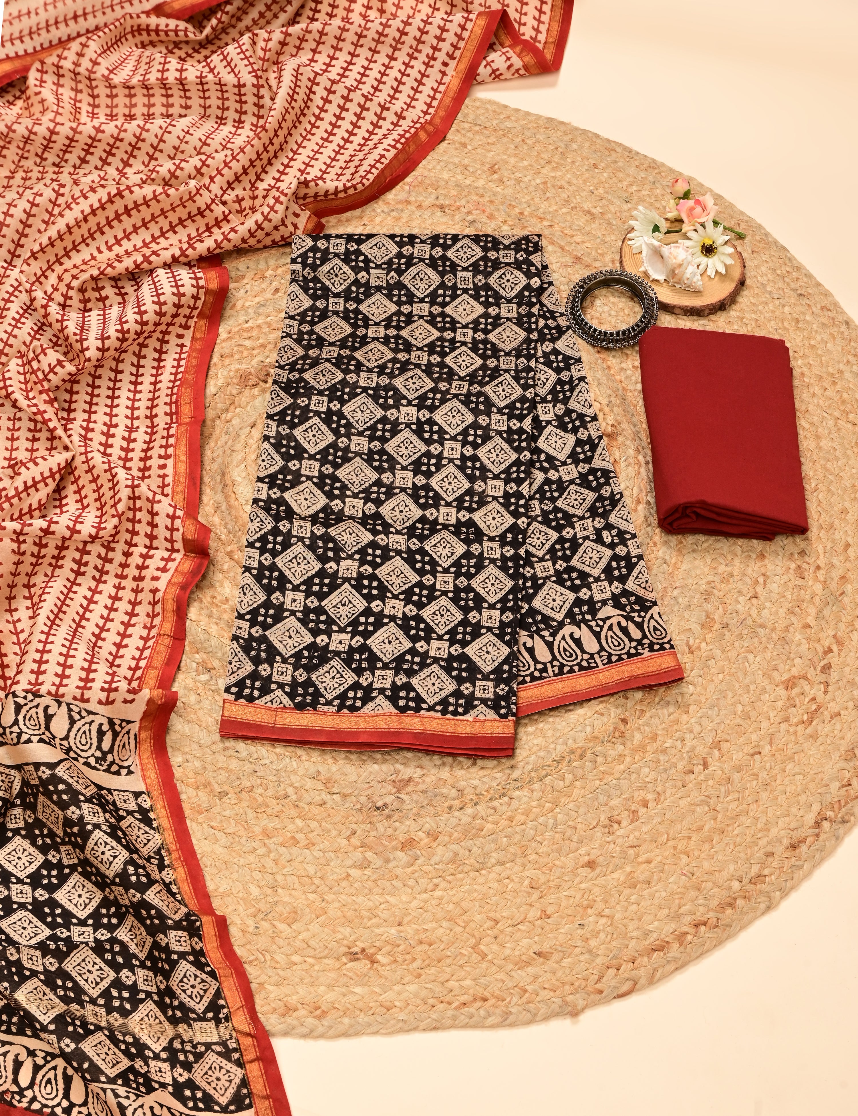 Rangoli Multicolored Bagru Dress Material