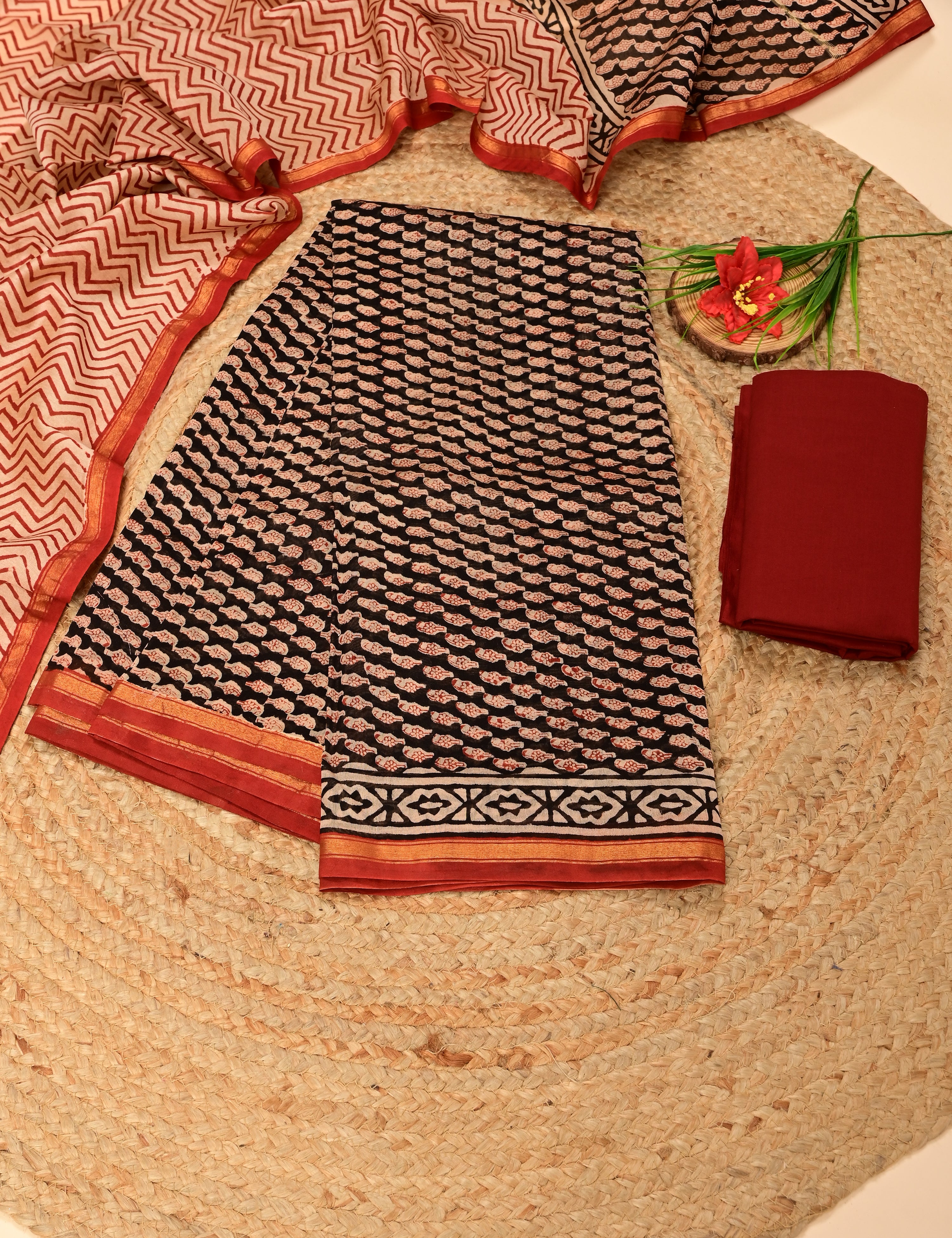 Shama Multicolored Bagru Dress Material