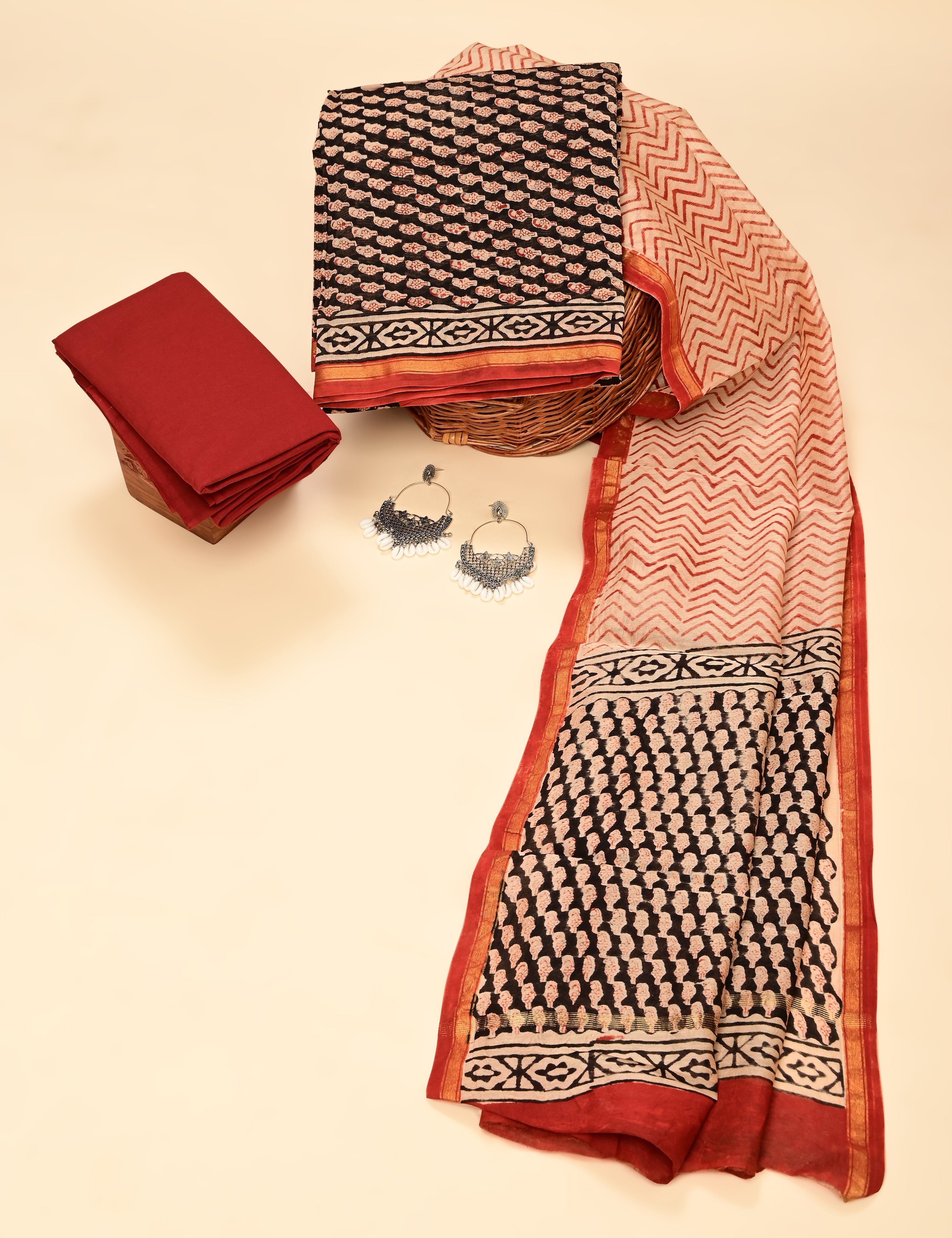 Shama Multicolored Bagru Dress Material