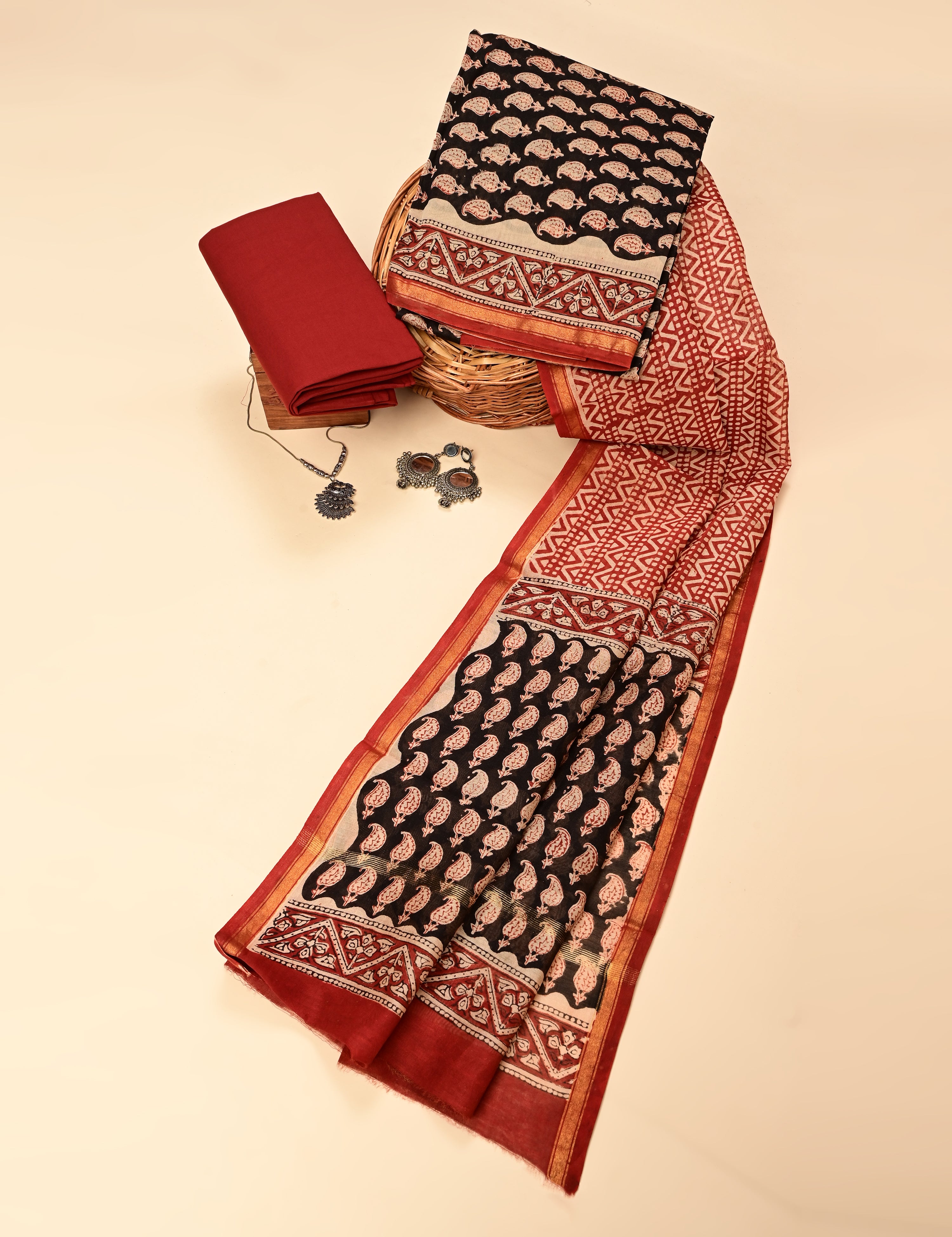 Paisley Multicolored Bagru Dress Material