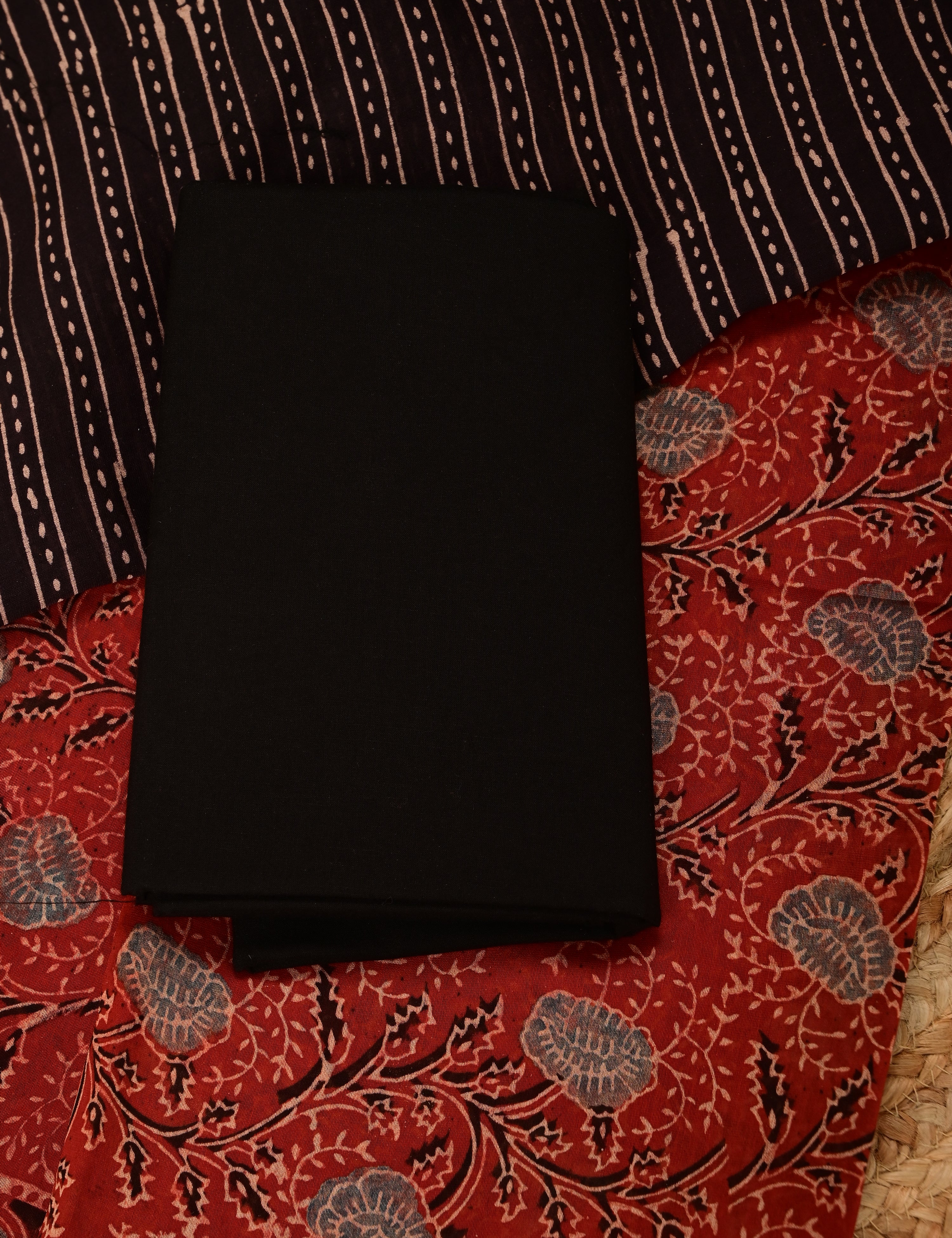 Durga Maroon Ajrakh Dress Material