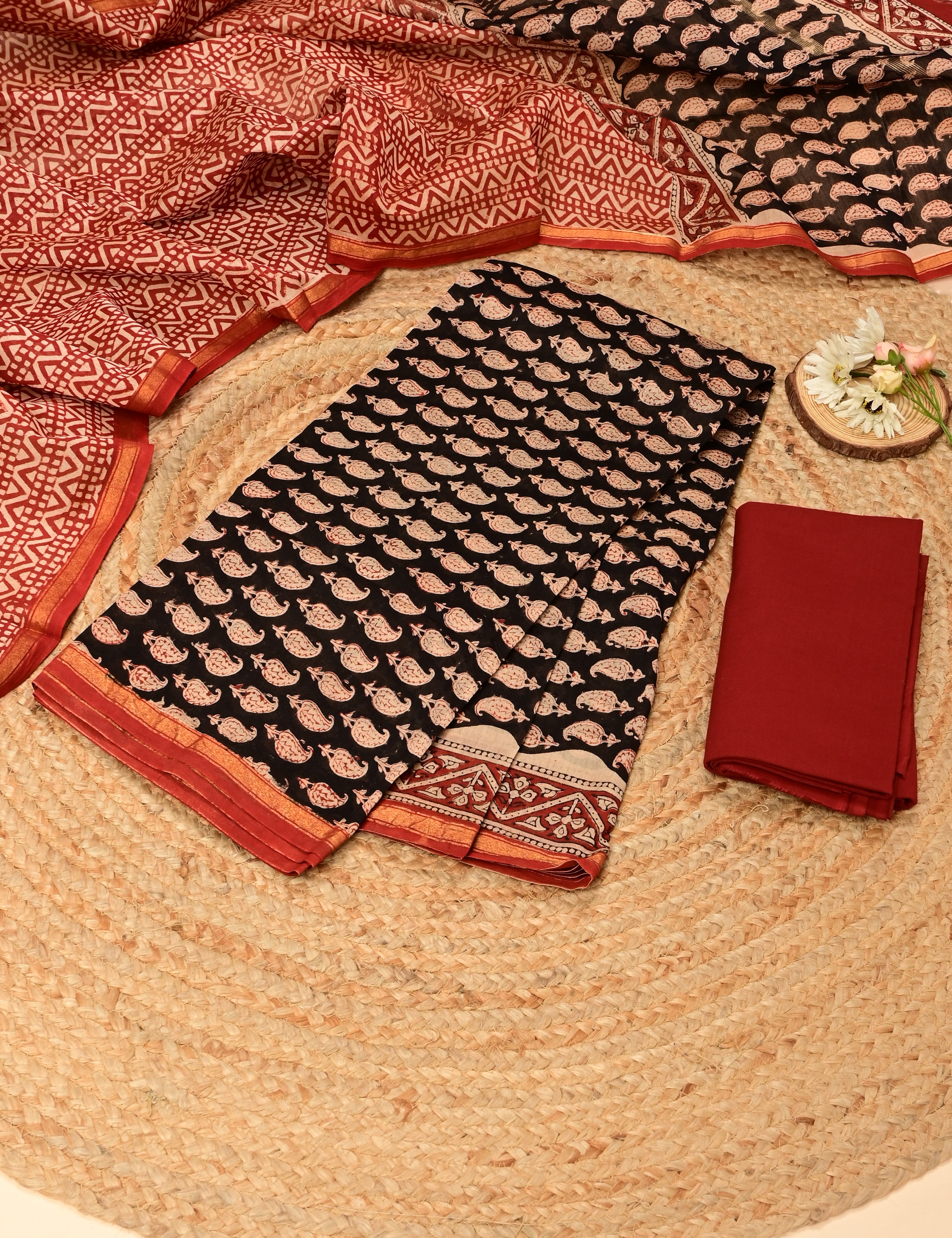 Paisley Multicolored Bagru Dress Material