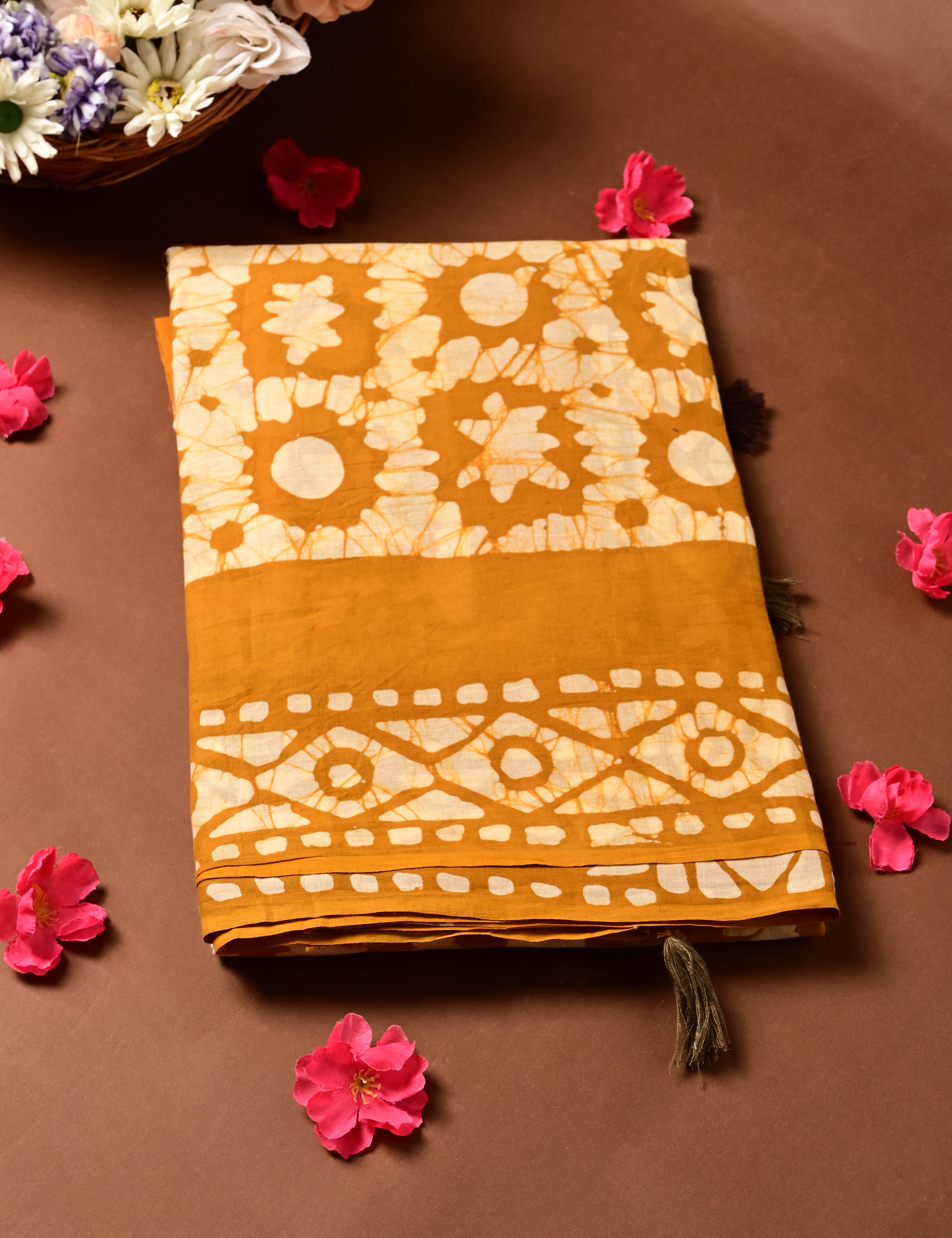 Nisarga Mustard Bagru Saree
