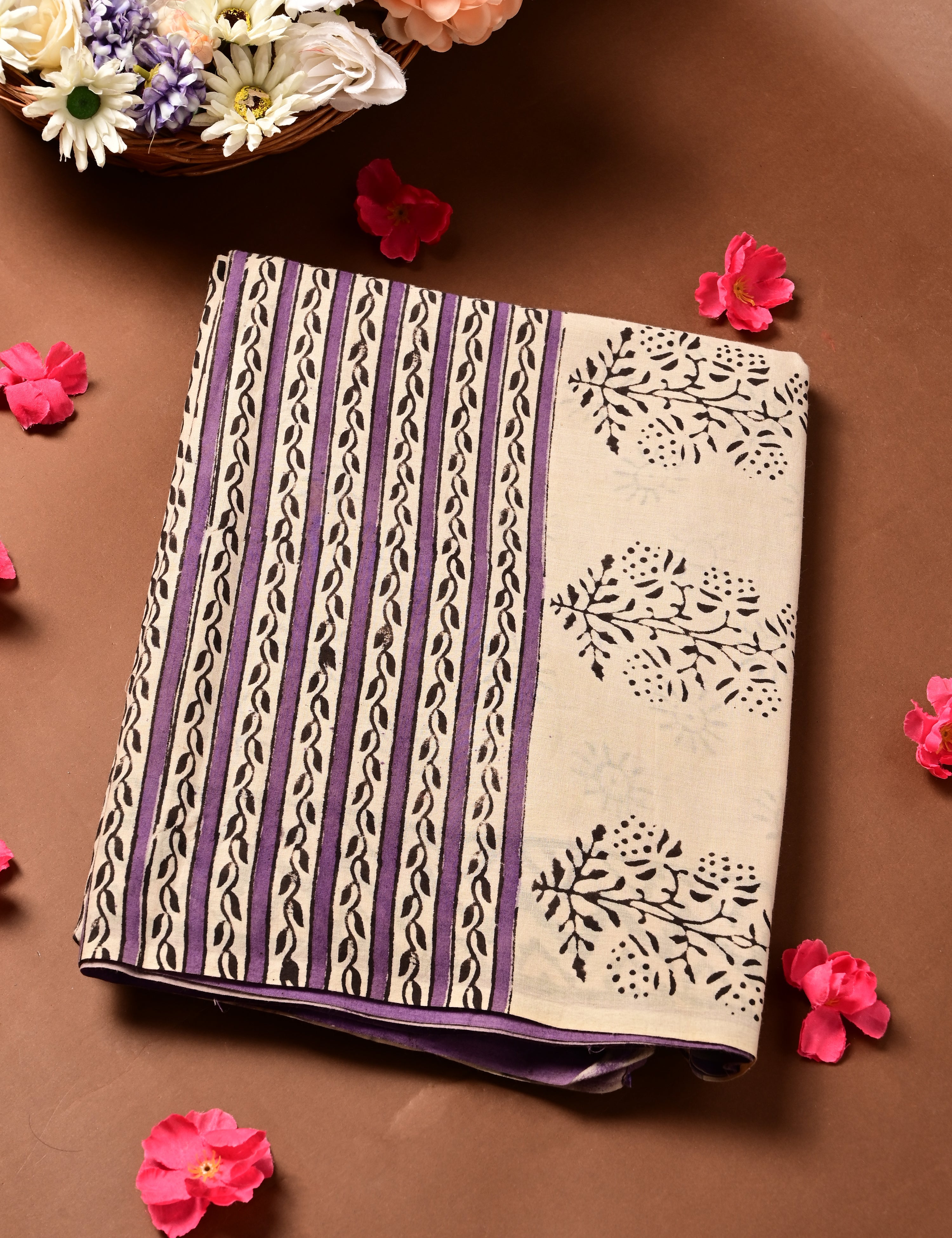 Nisarga Off White Bagru Saree