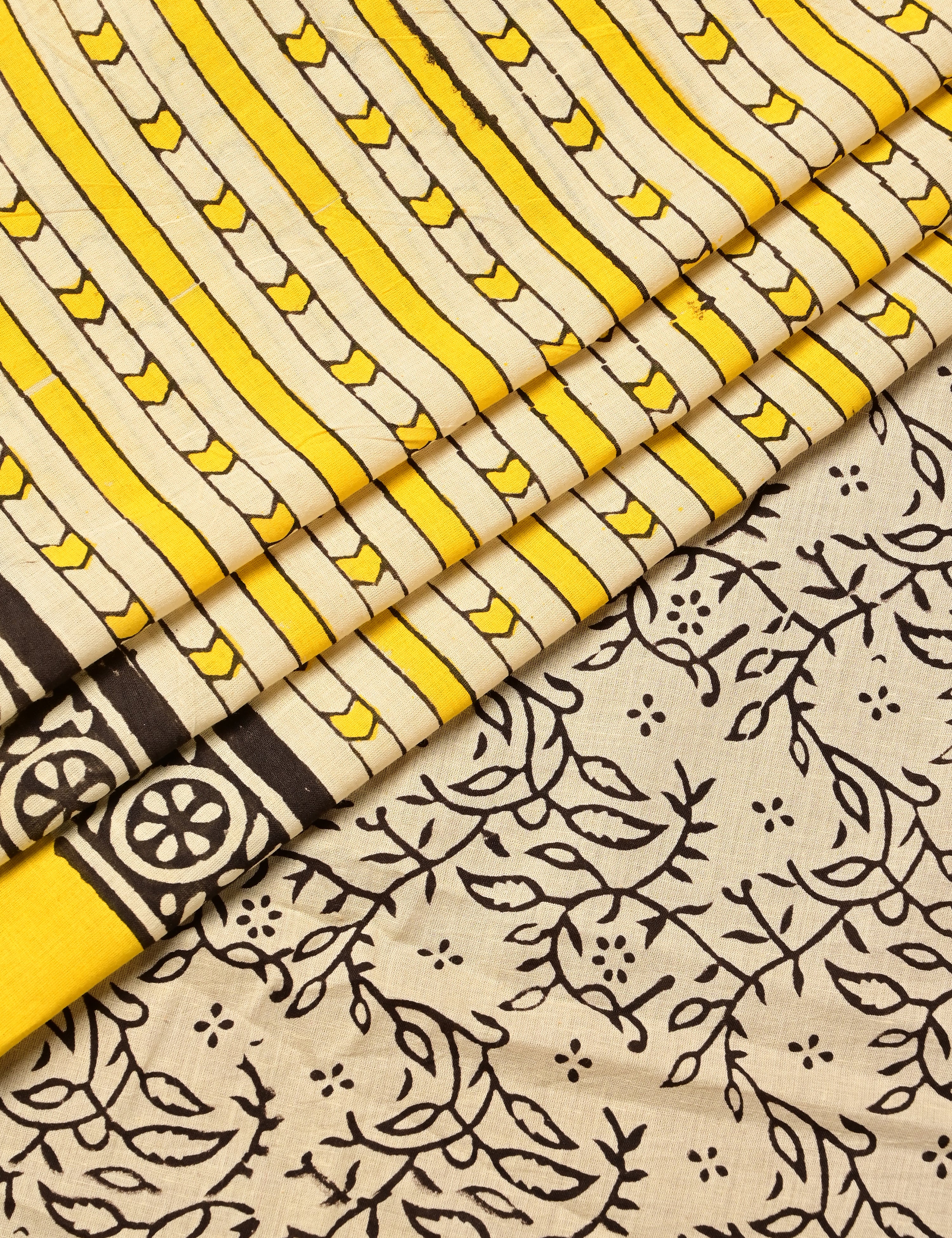 Nisarga Yellow Bagru Saree