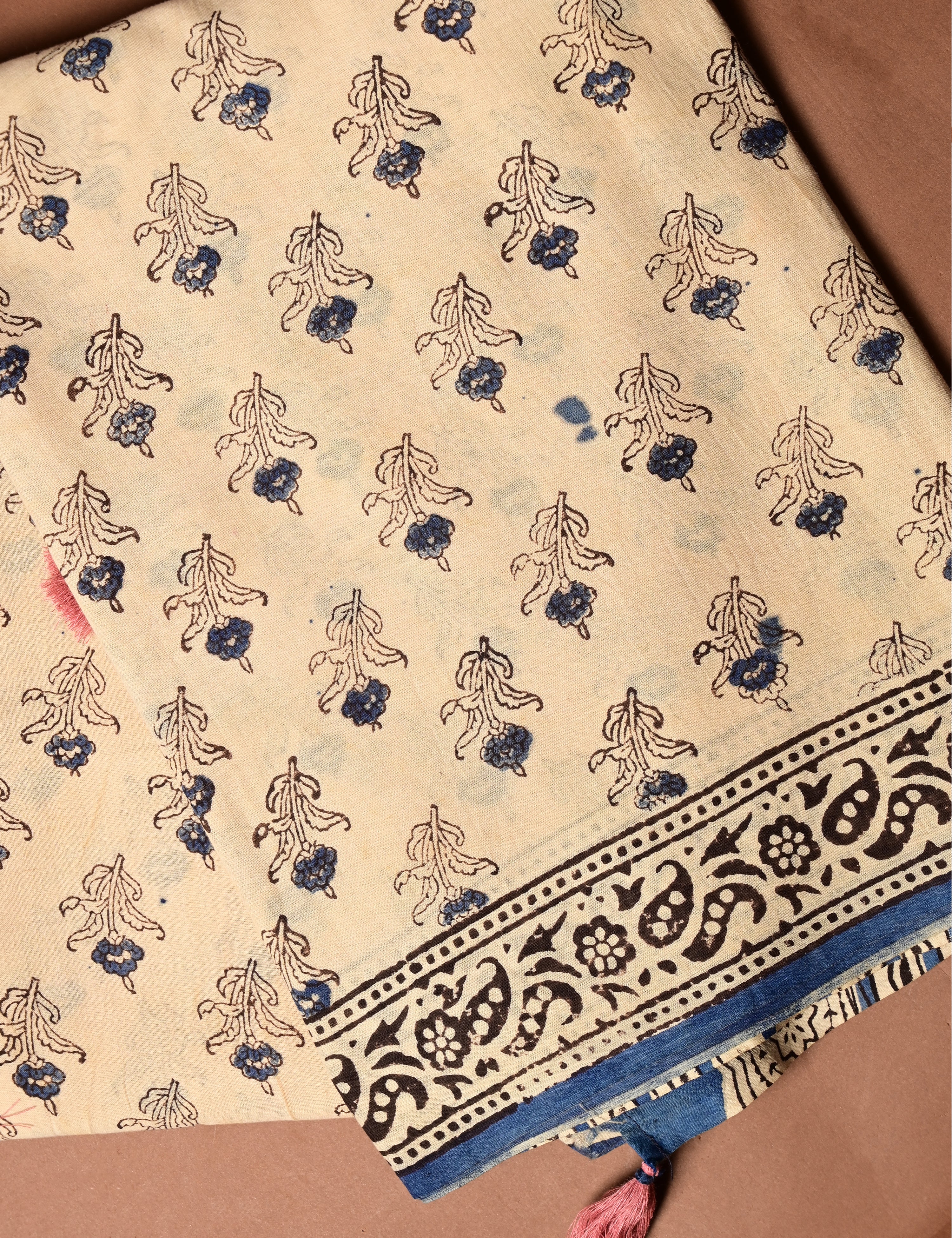 Nisarga Cream Bagru Saree