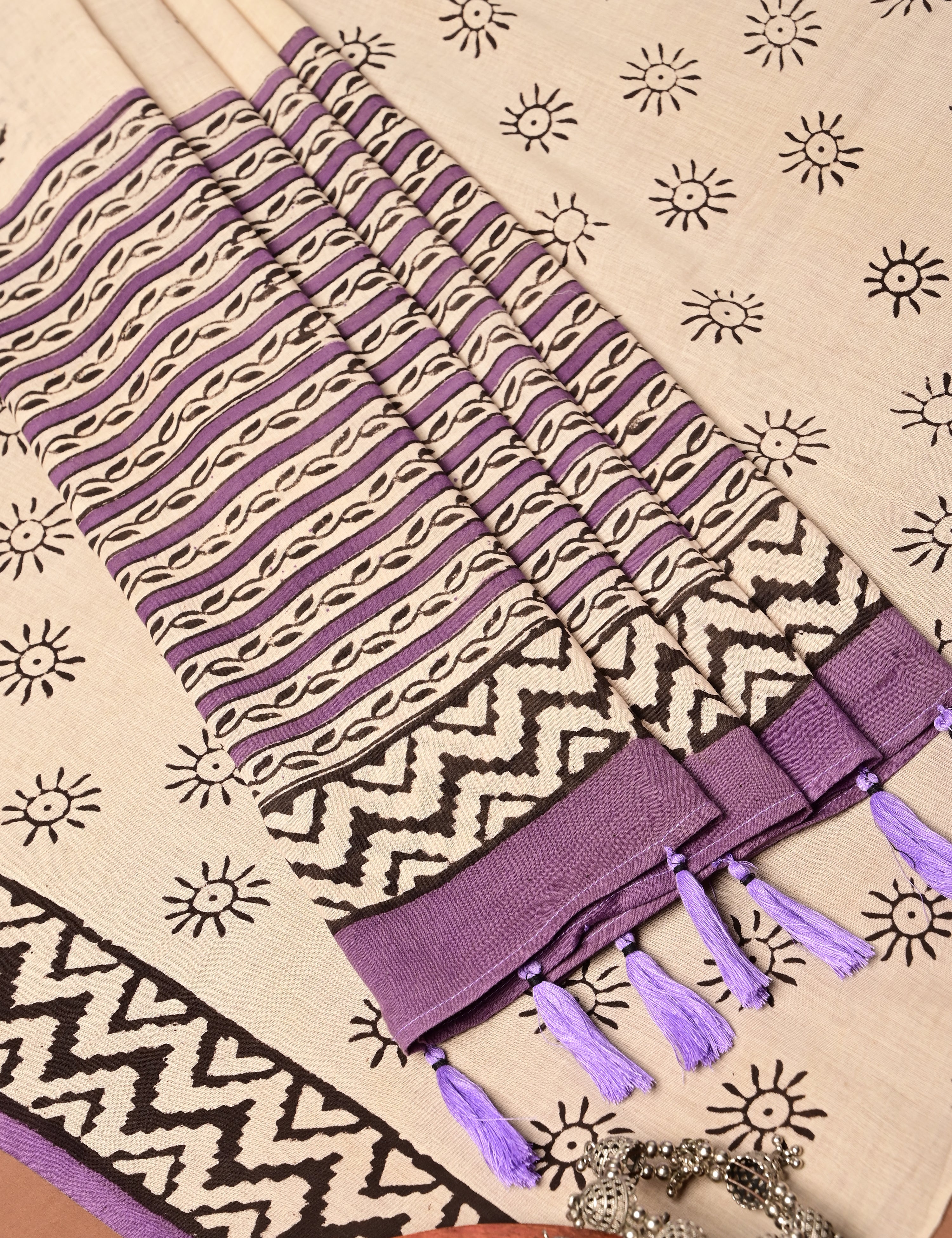 Nisarga Off White Bagru Saree