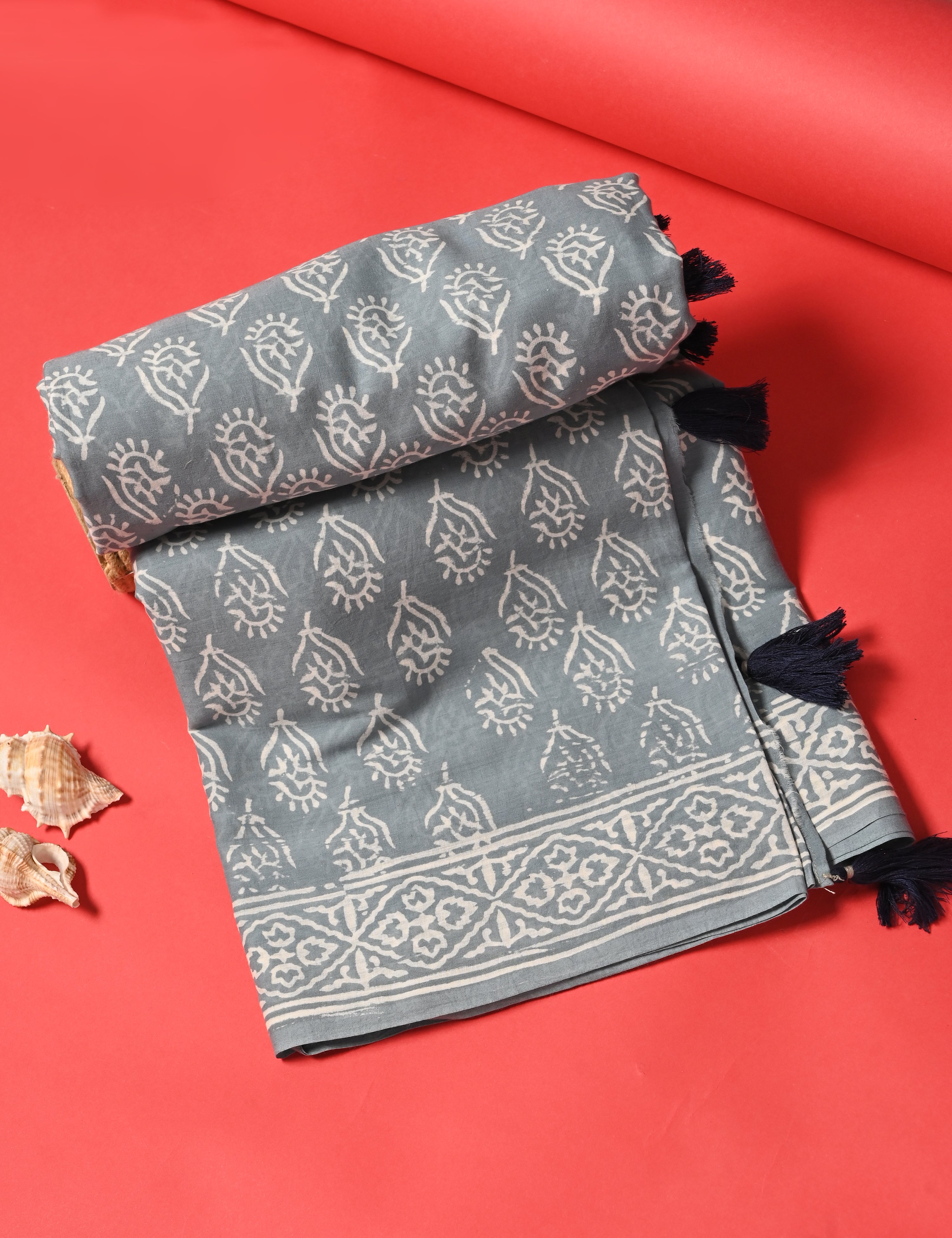 Nisarga Grey Bagru Saree