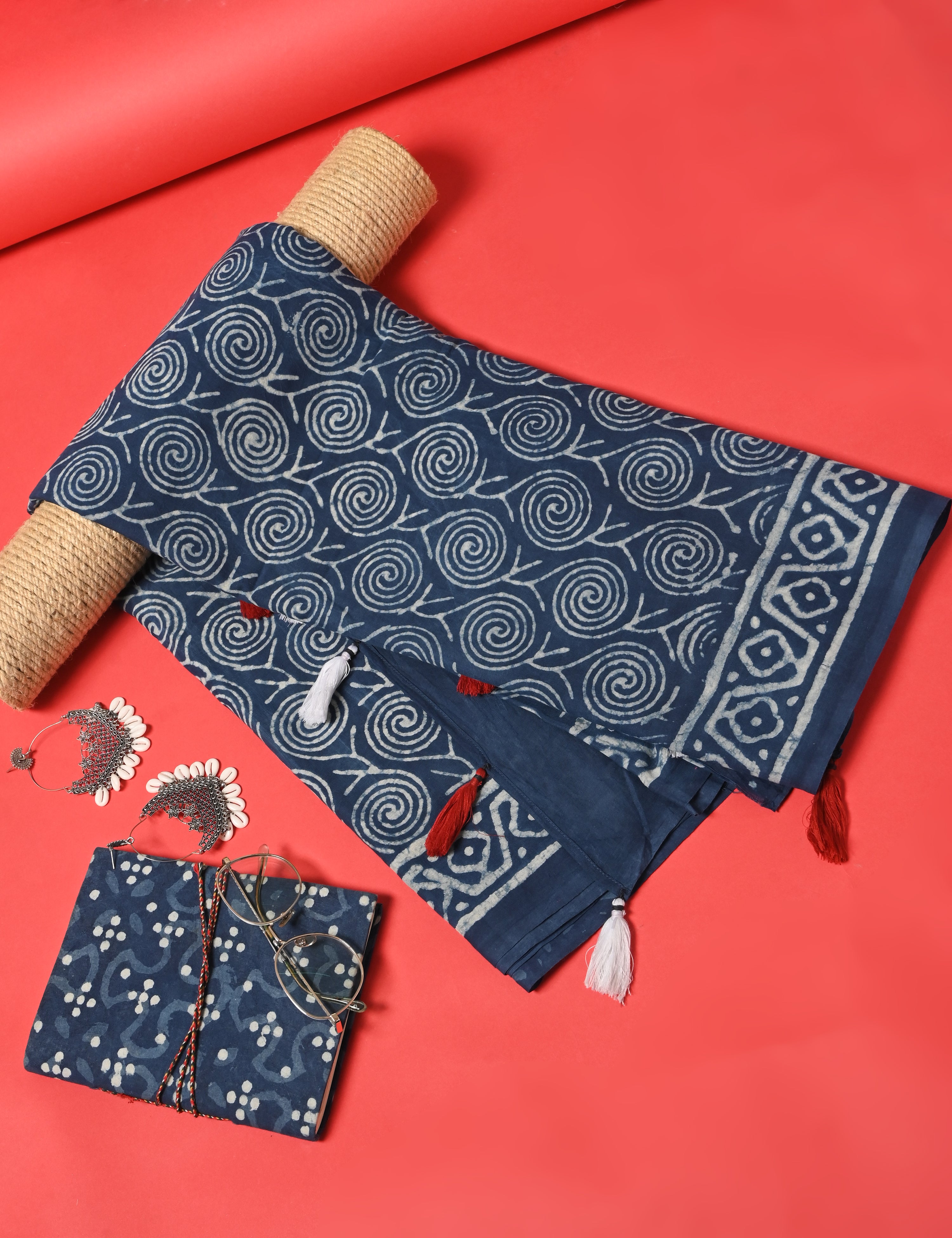 Nisarga Indigo Bagru Saree