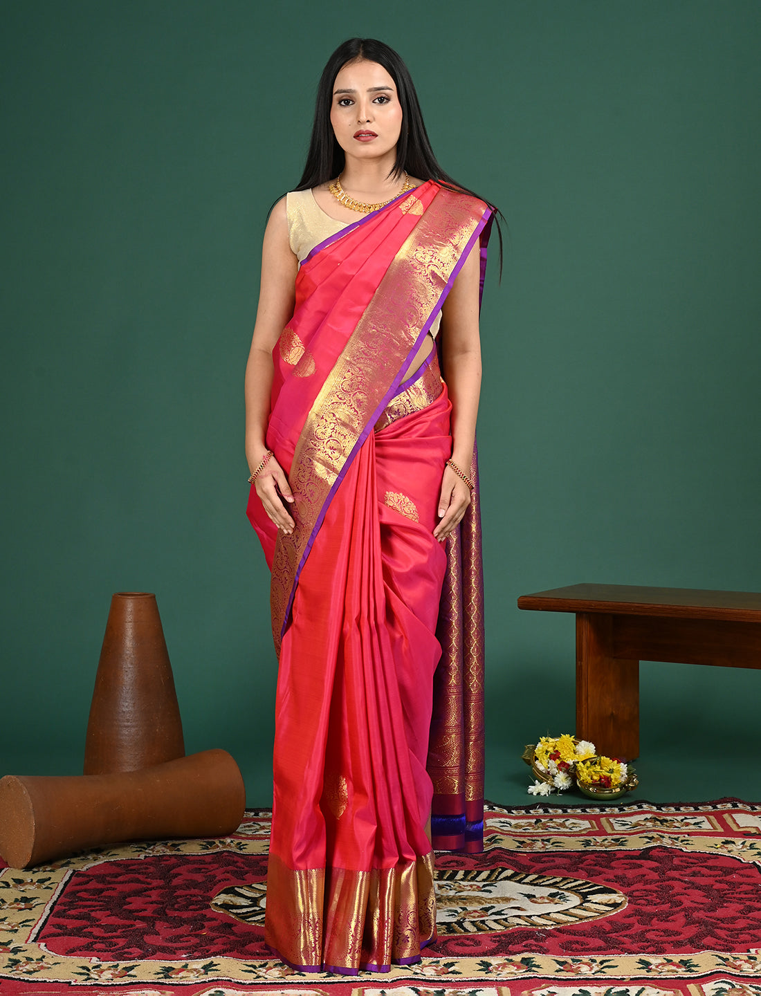 Shailee Fuchsia Kanjeevaram Saree