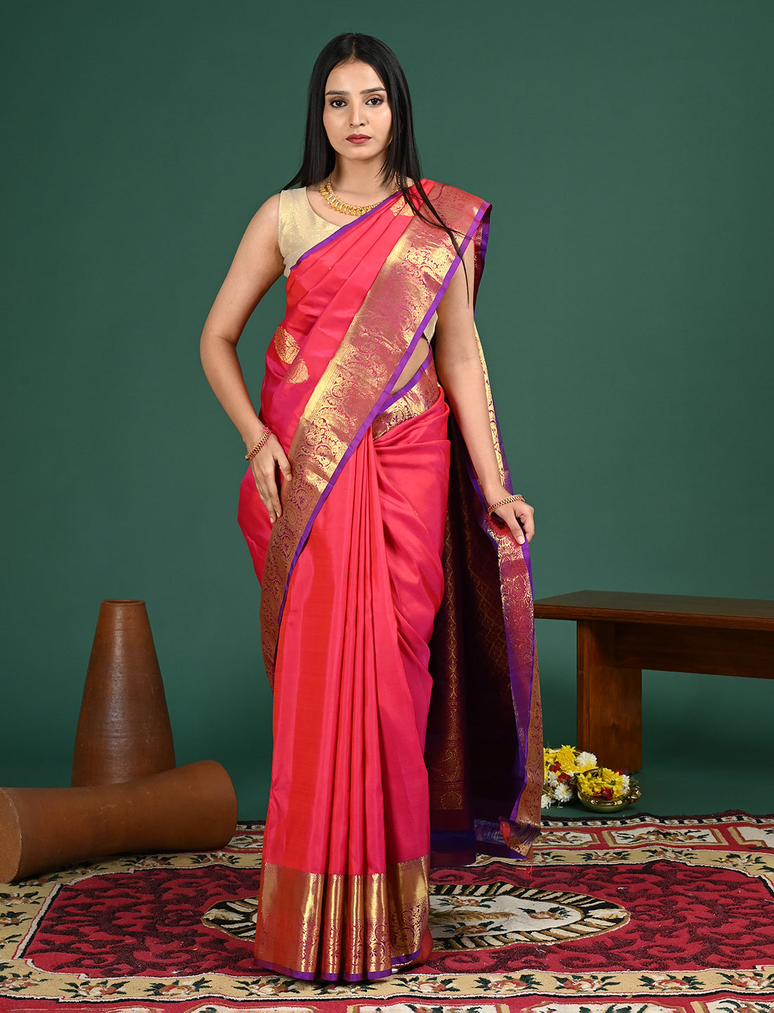 Shailee Fuchsia Kanjeevaram Saree