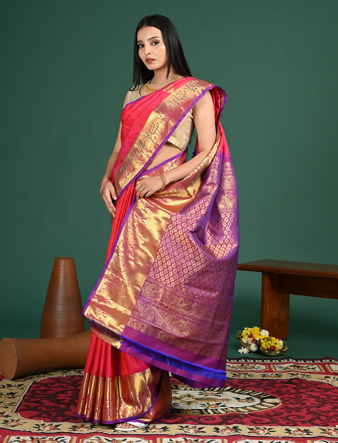 Shailee Fuchsia Kanjeevaram Saree