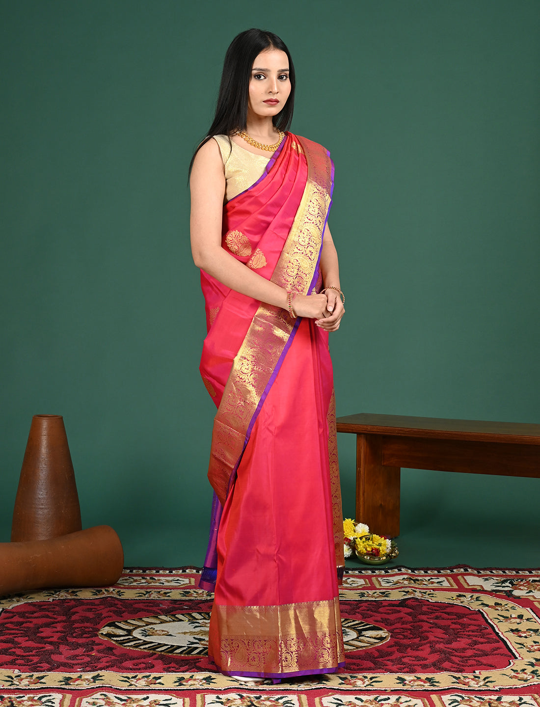 Shailee Fuchsia Kanjeevaram Saree