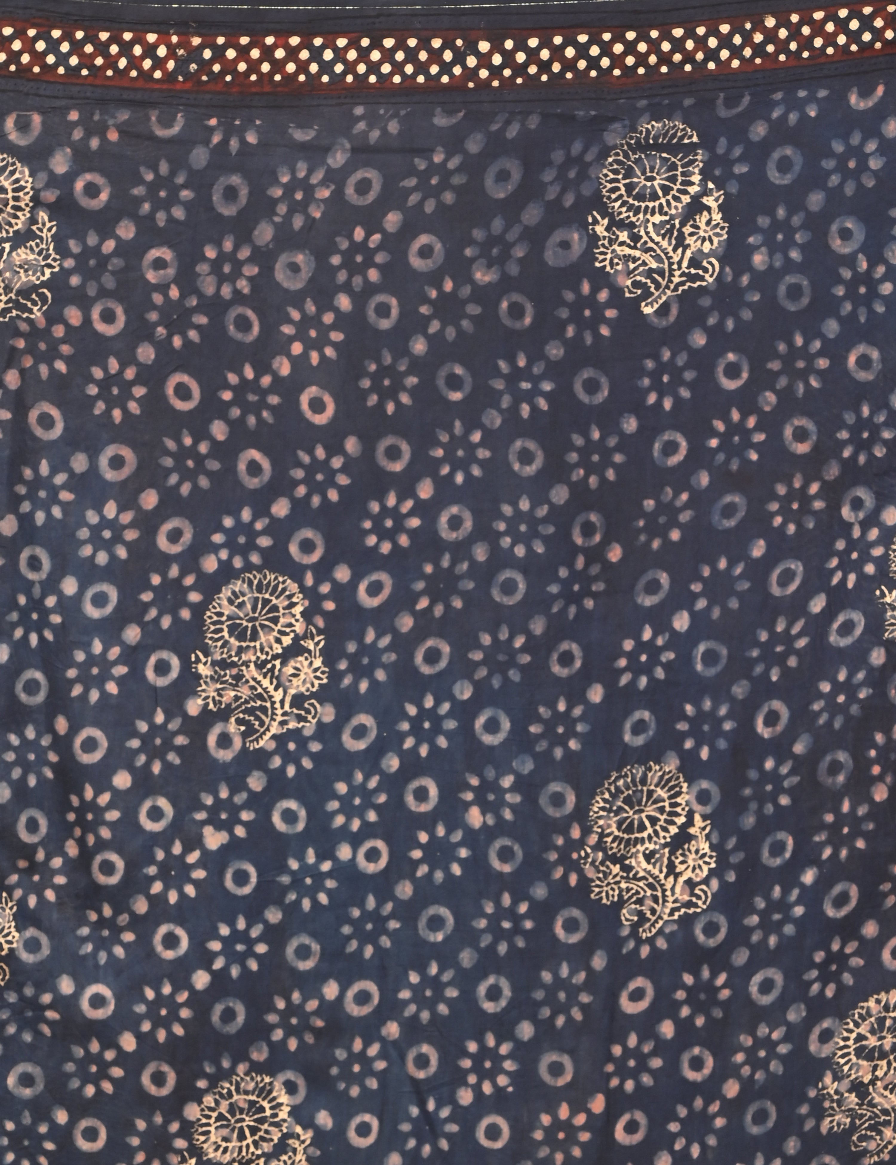 Sunheri Navy Ajrakh Saree