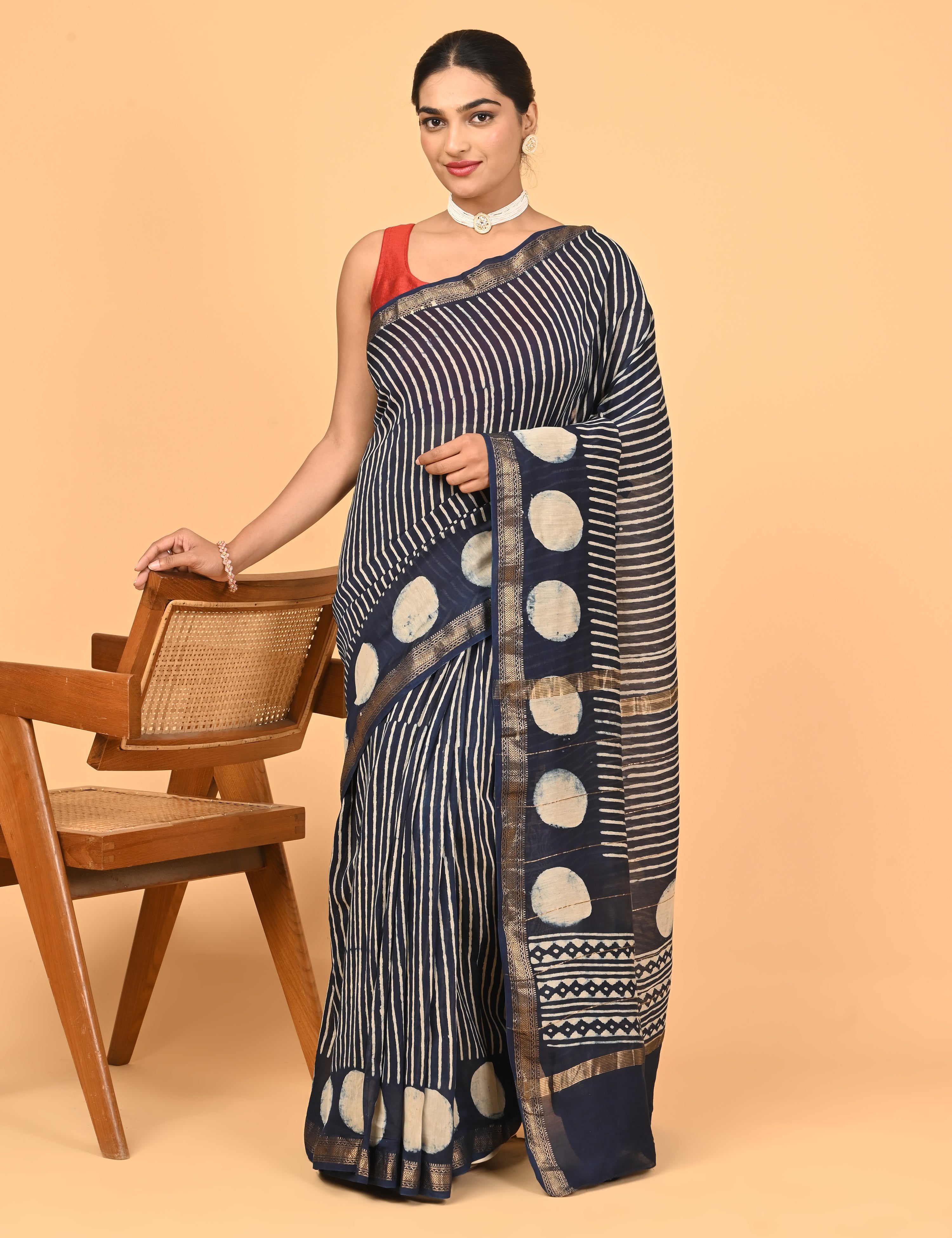 Ranjana Indigo Dabu Saree