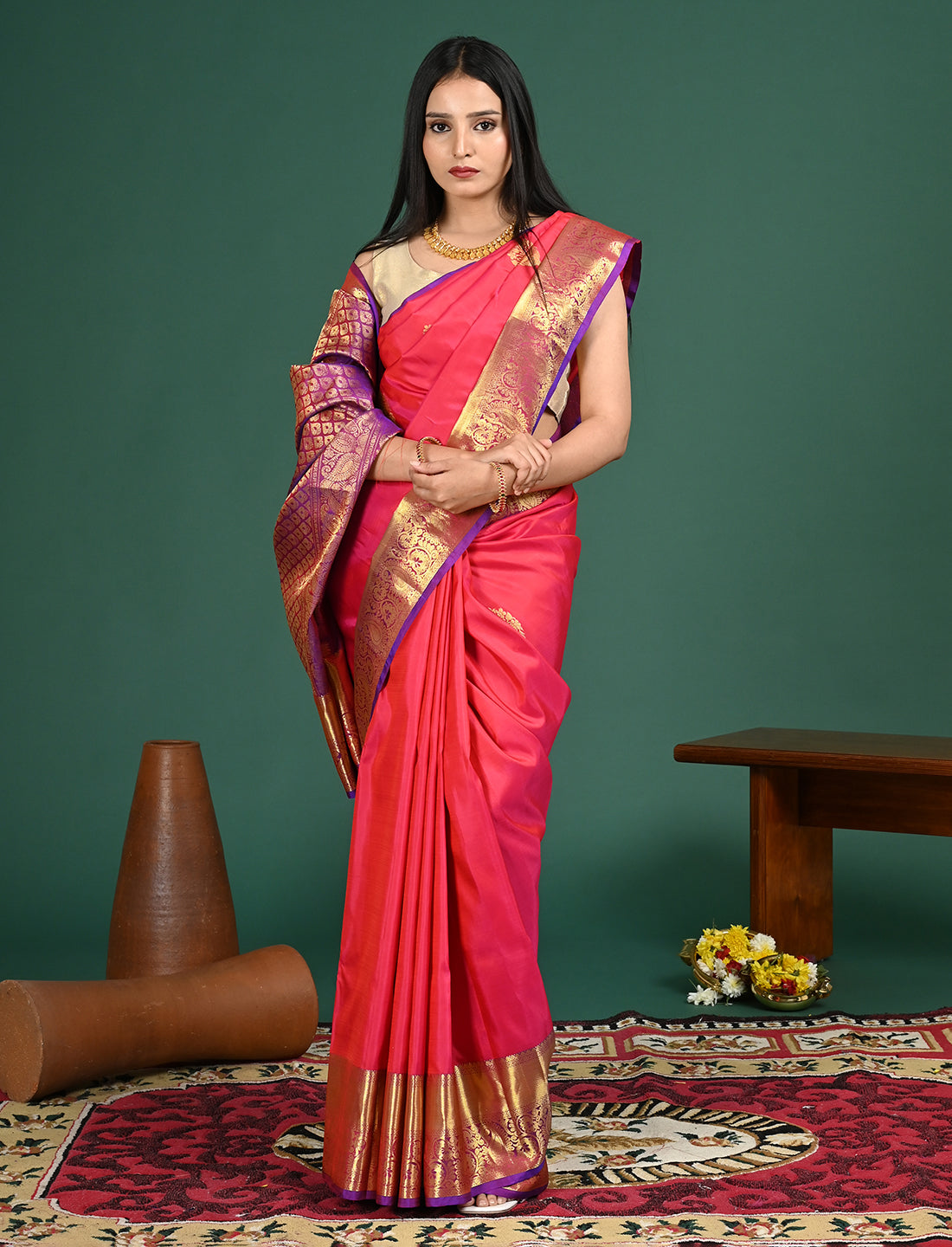 Shailee Fuchsia Kanjeevaram Saree