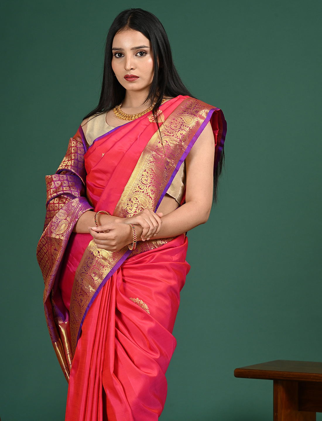 Shailee Fuchsia Kanjeevaram Saree