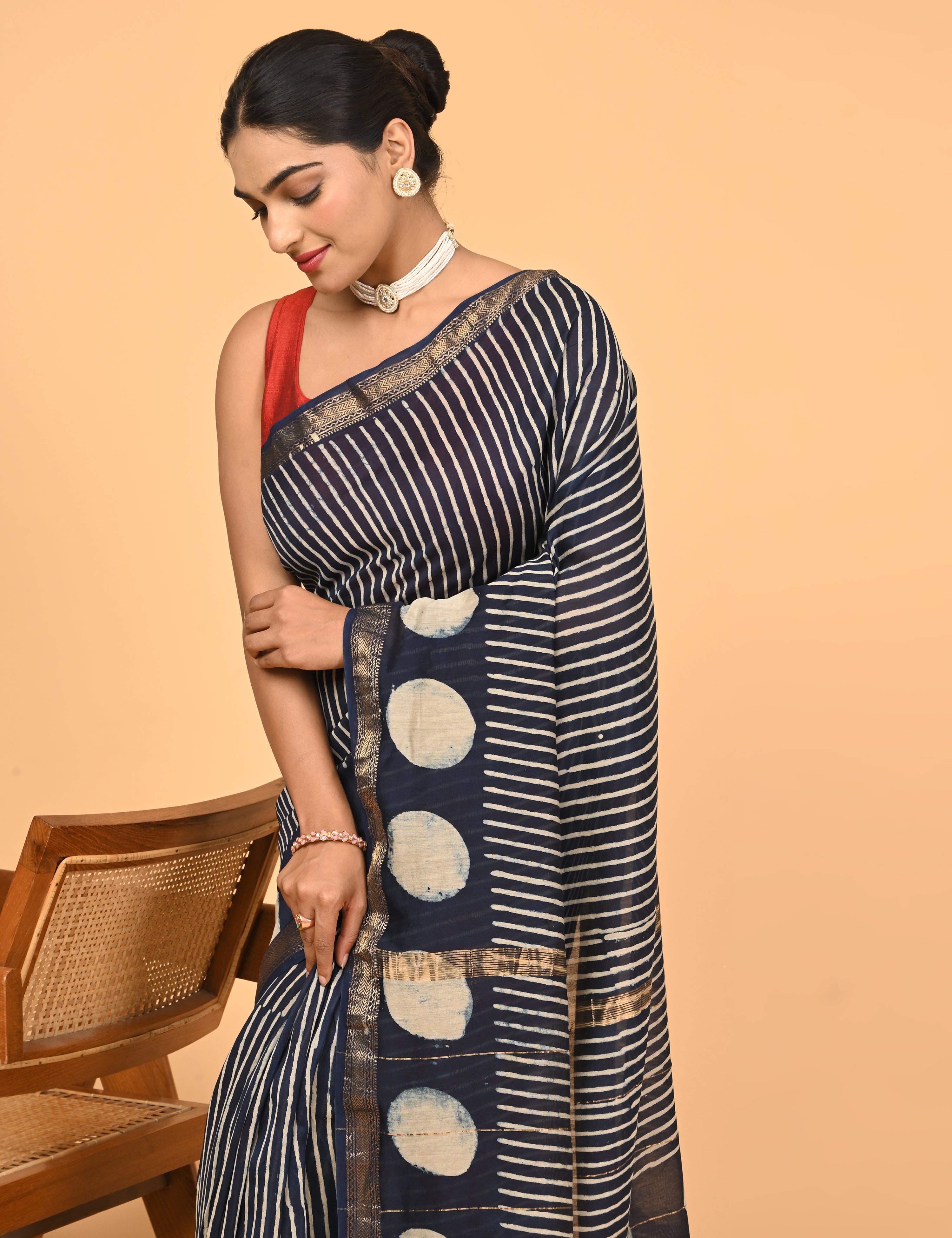 Ranjana Indigo Dabu Saree