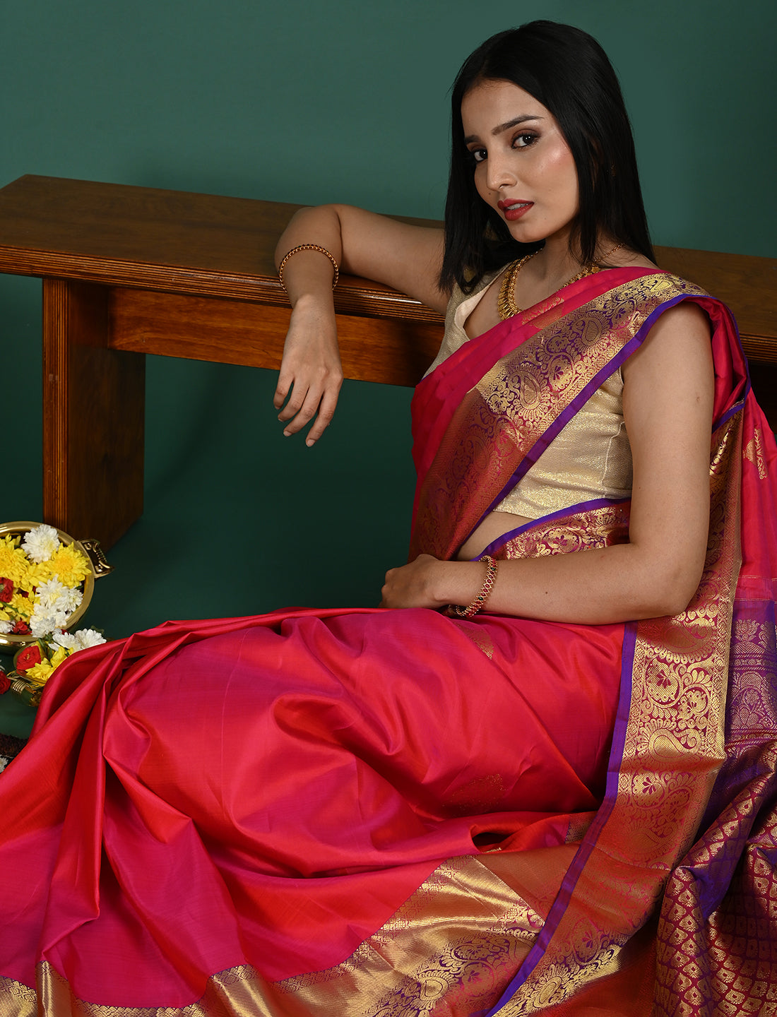 Shailee Fuchsia Kanjeevaram Saree