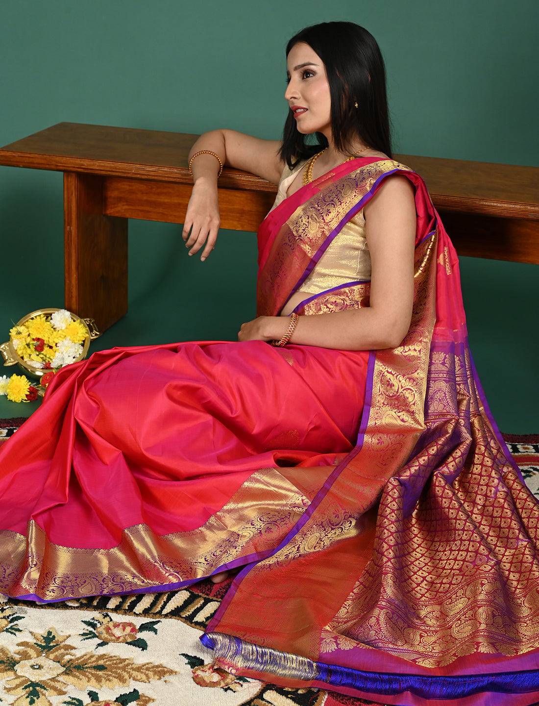 Shailee Fuchsia Kanjeevaram Saree