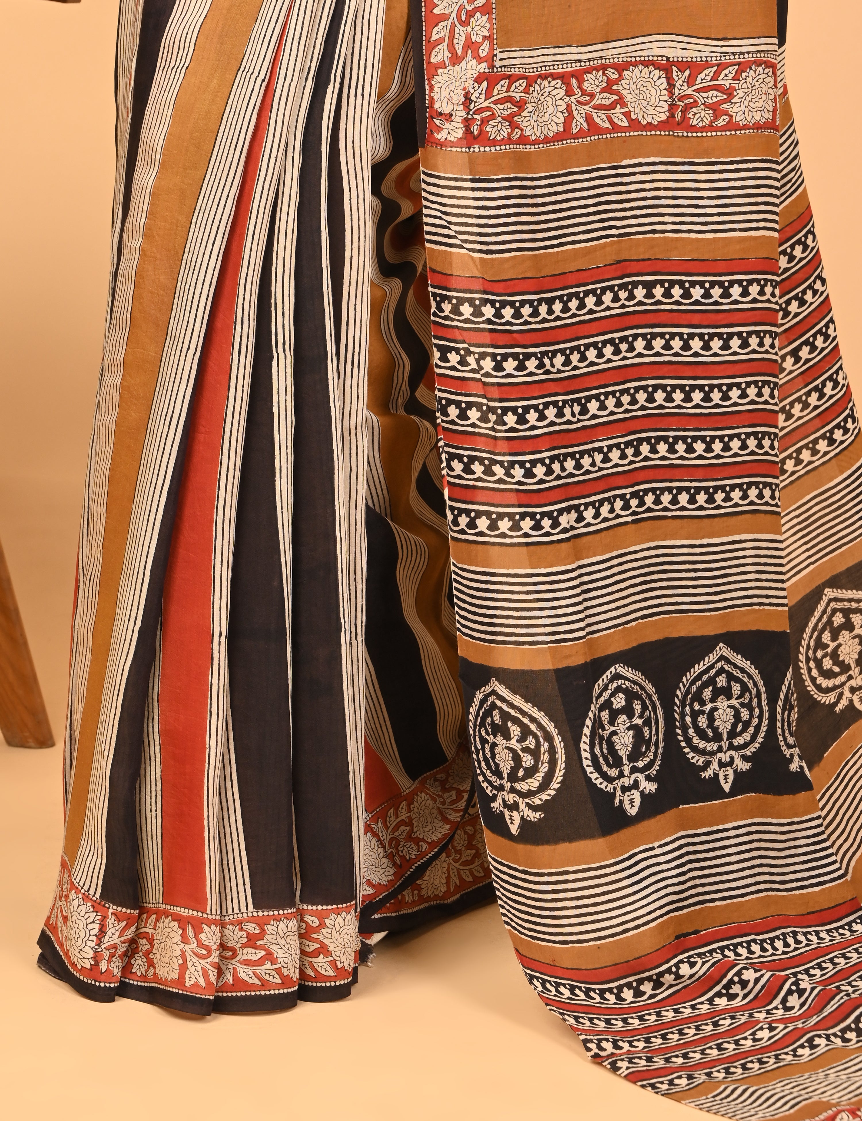 Chirtalekha Multicolored Ajrakh Saree