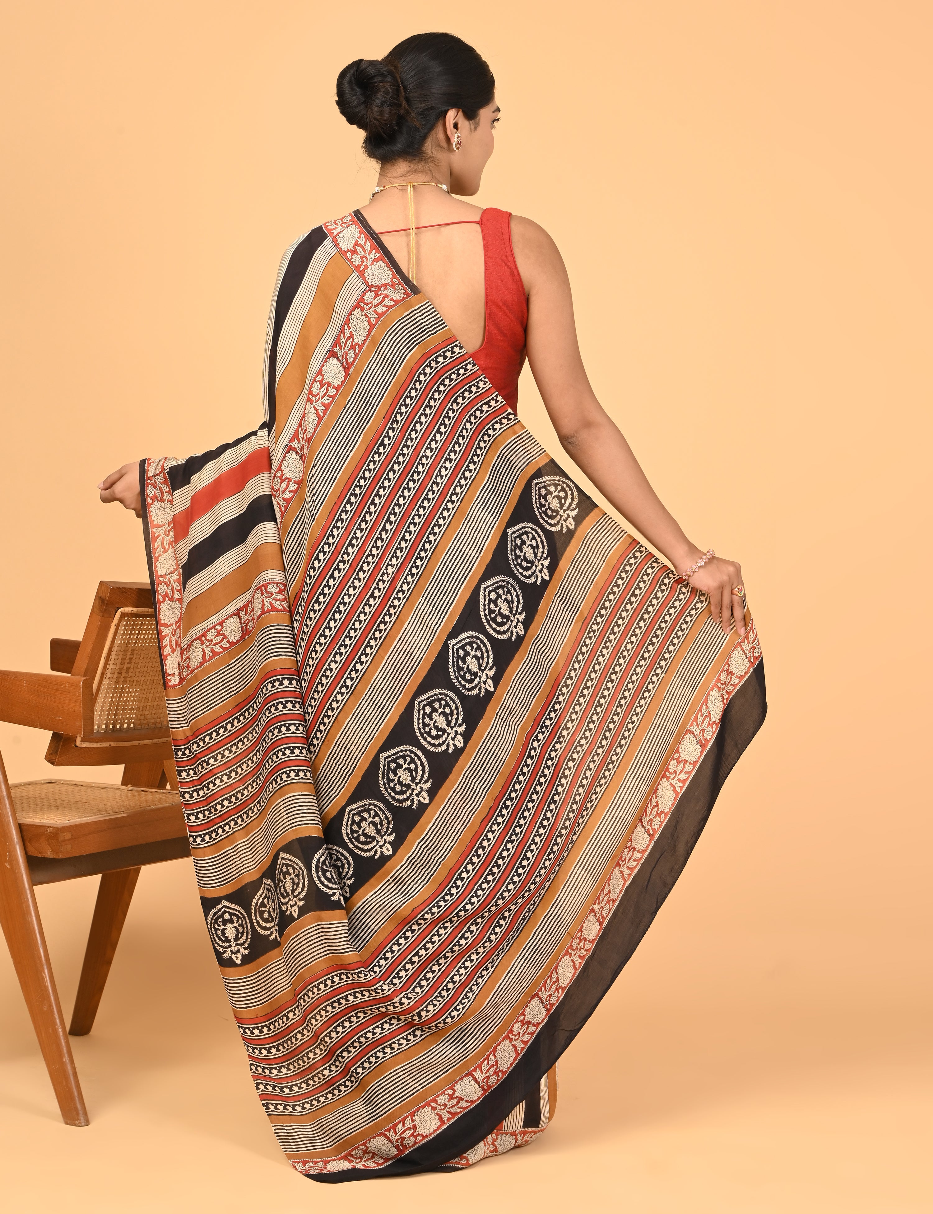 Chirtalekha Multicolored Ajrakh Saree