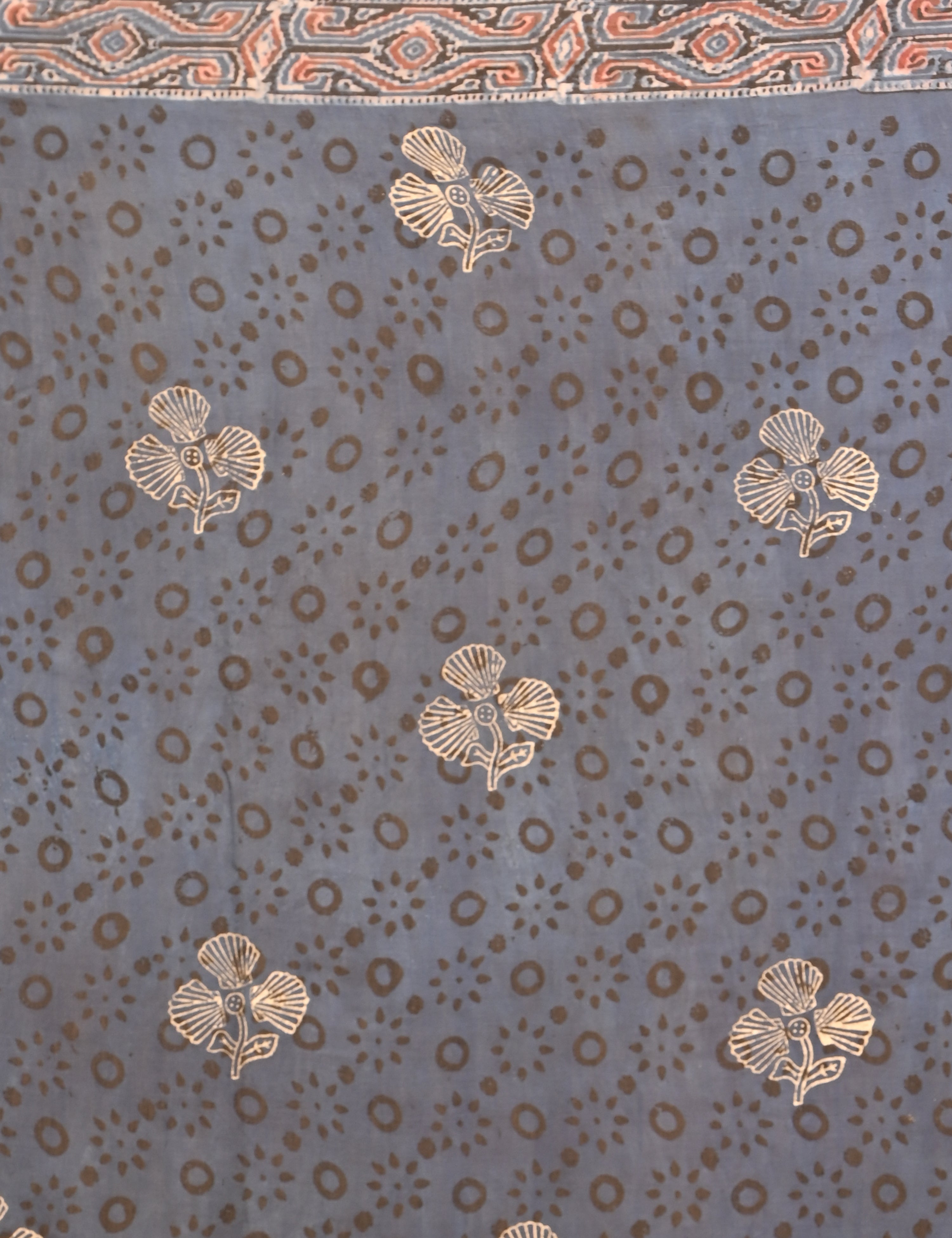 Sunheri Indigo Ajrakh Saree