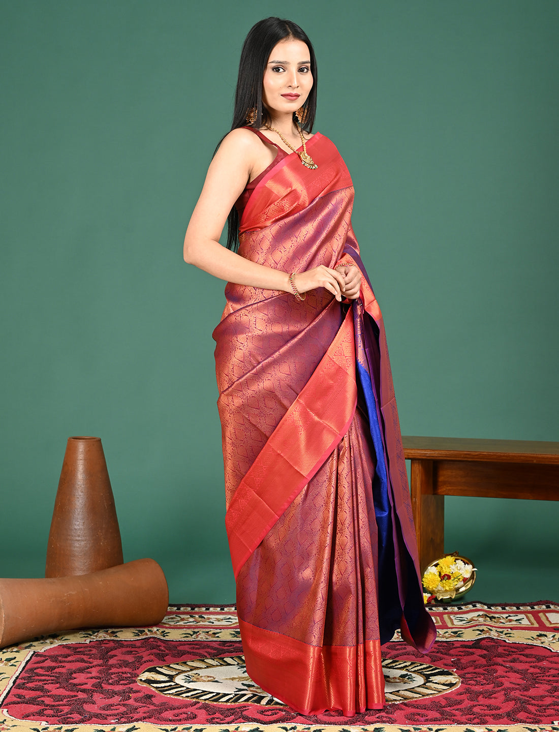 Aabha Magenta Kovai Pattu Saree