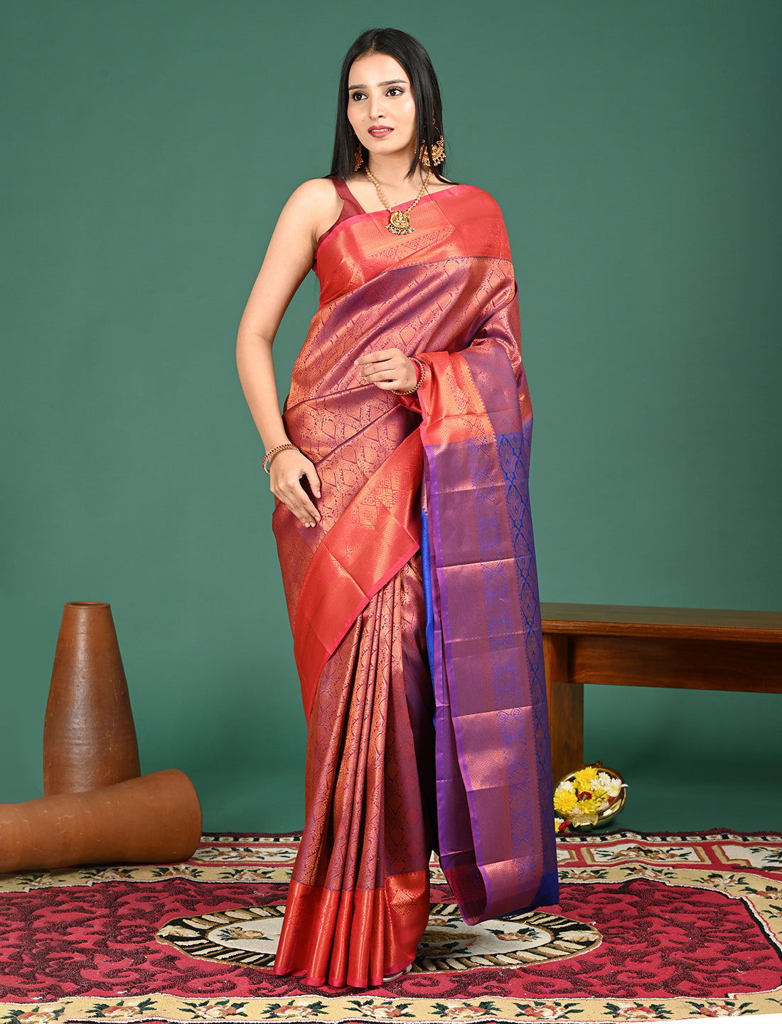 Aabha Magenta Kovai Pattu Saree