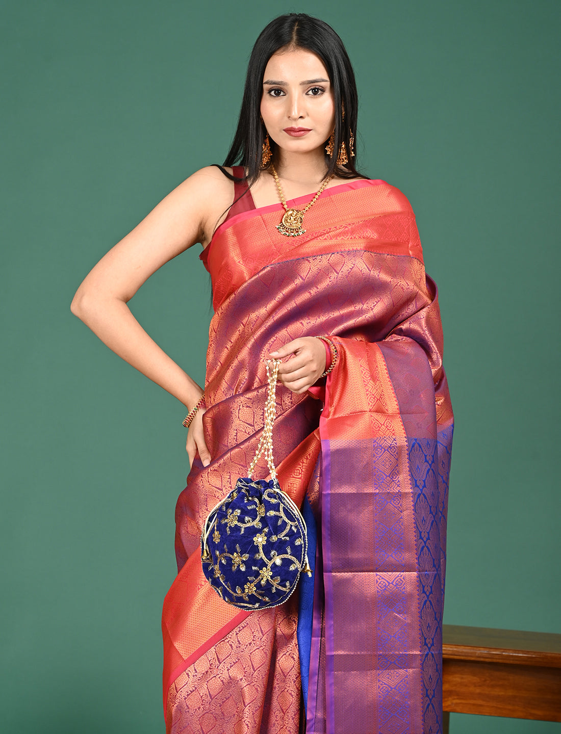 Aabha Magenta Kovai Pattu Saree