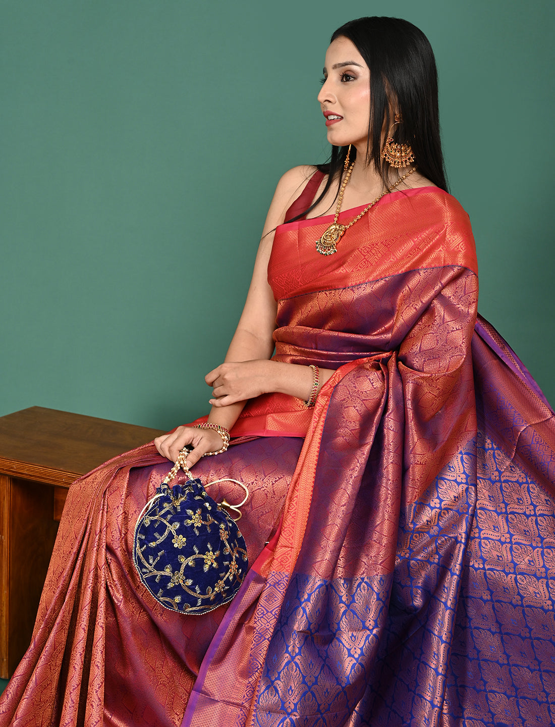 Aabha Magenta Kovai Pattu Saree