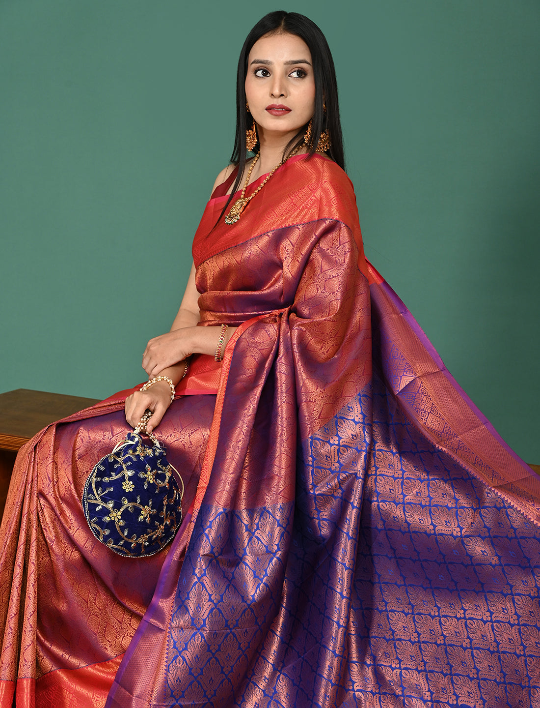 Aabha Magenta Kovai Pattu Saree