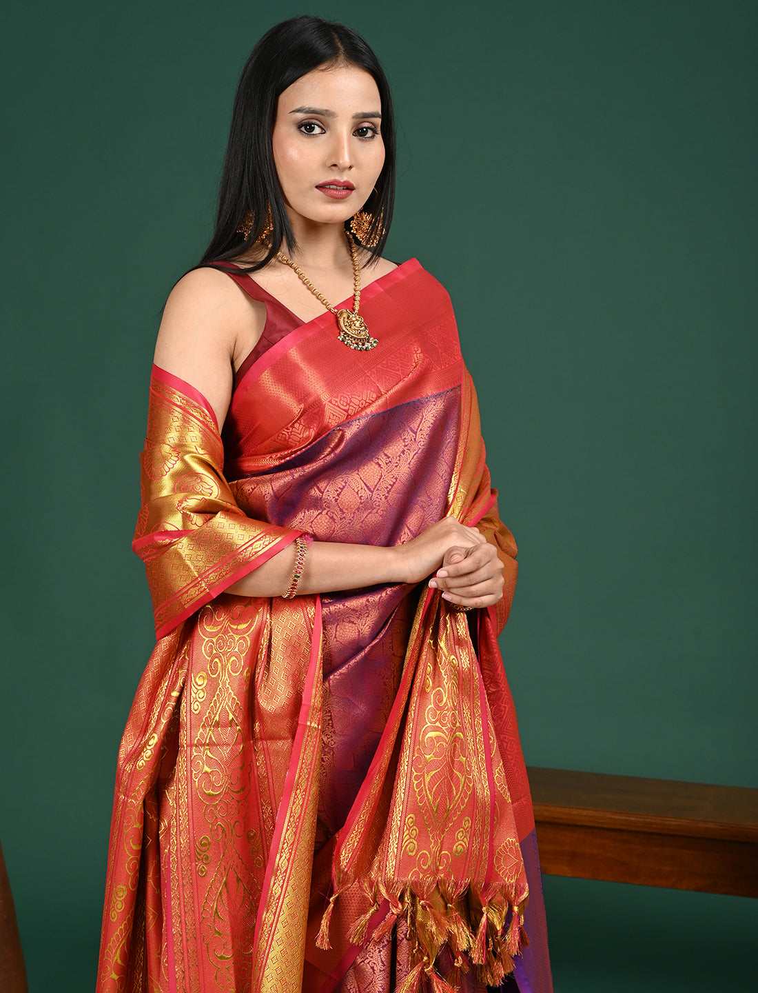 Kanakam Fuchsia South Silk Dupatta