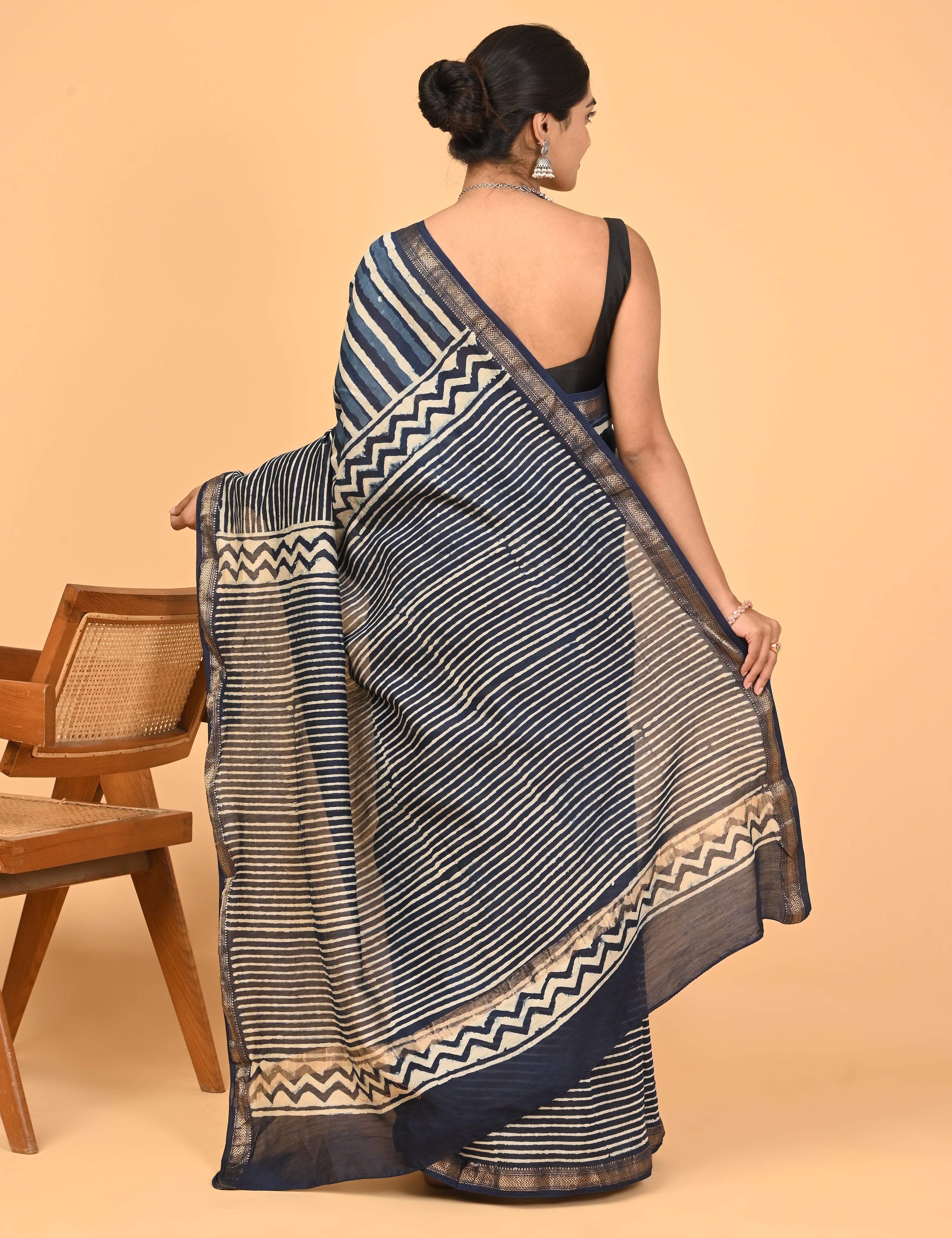 Ranjana Indigo Dabu Saree