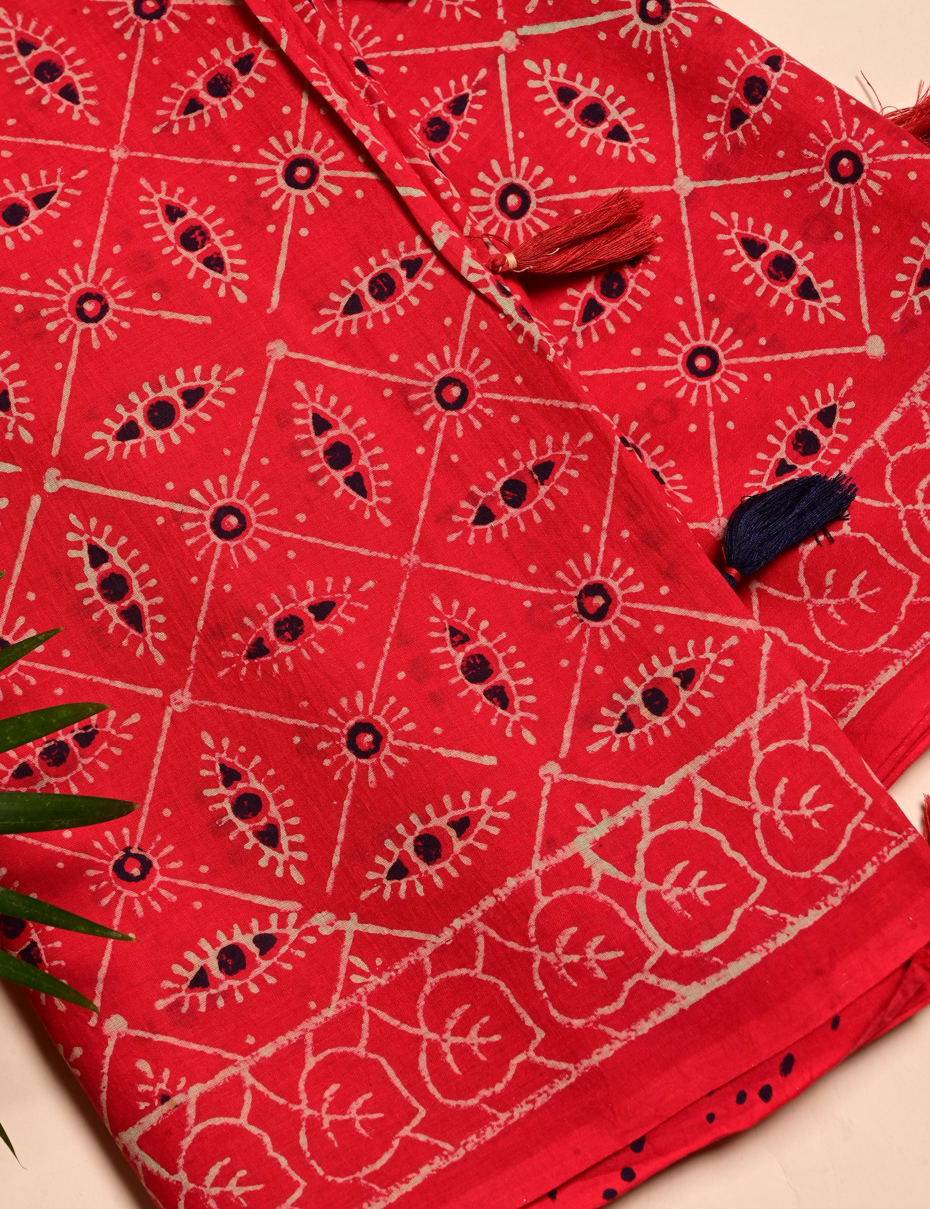 Nisarga Red Bagru Saree