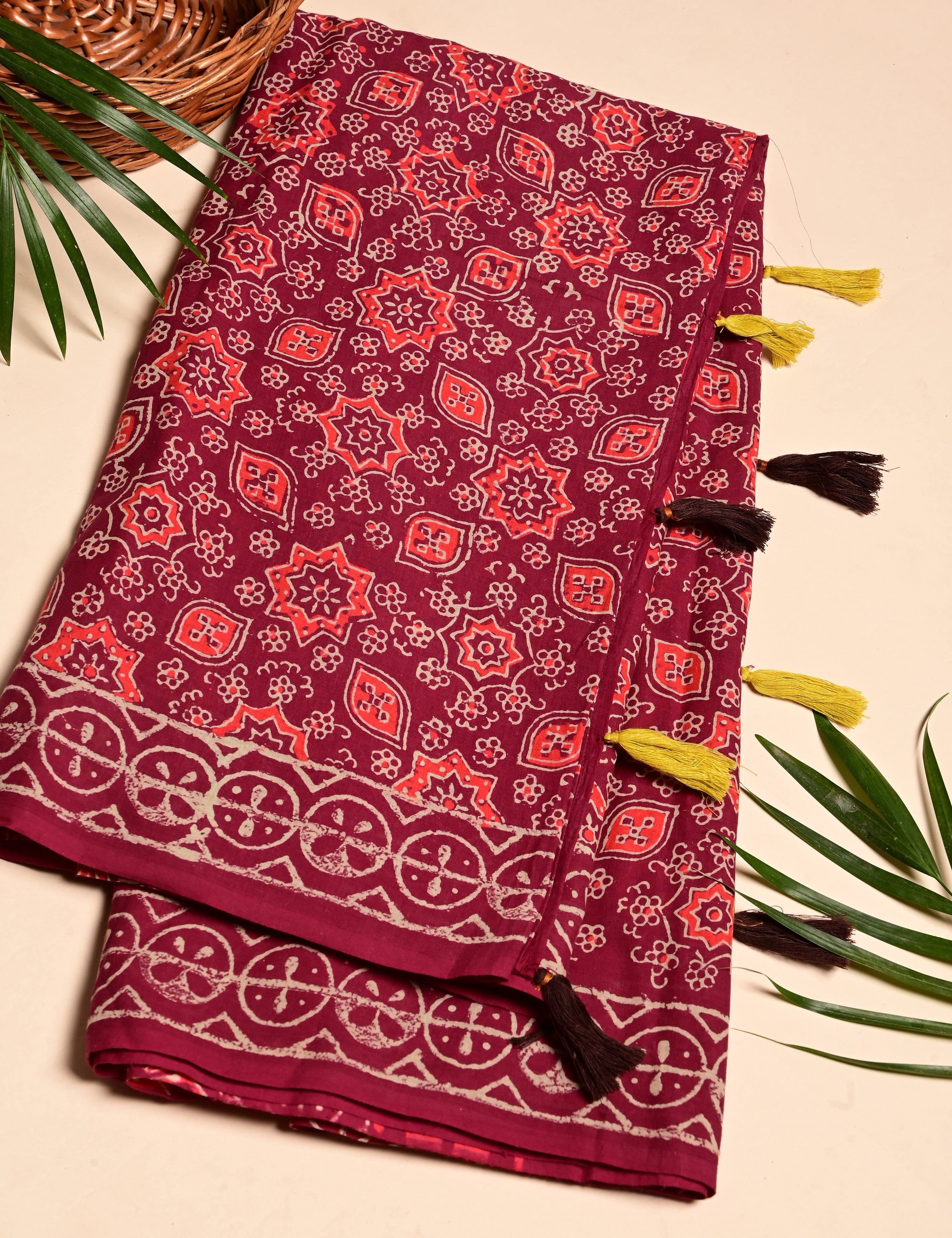 Nisarga Magenta Bagru Saree