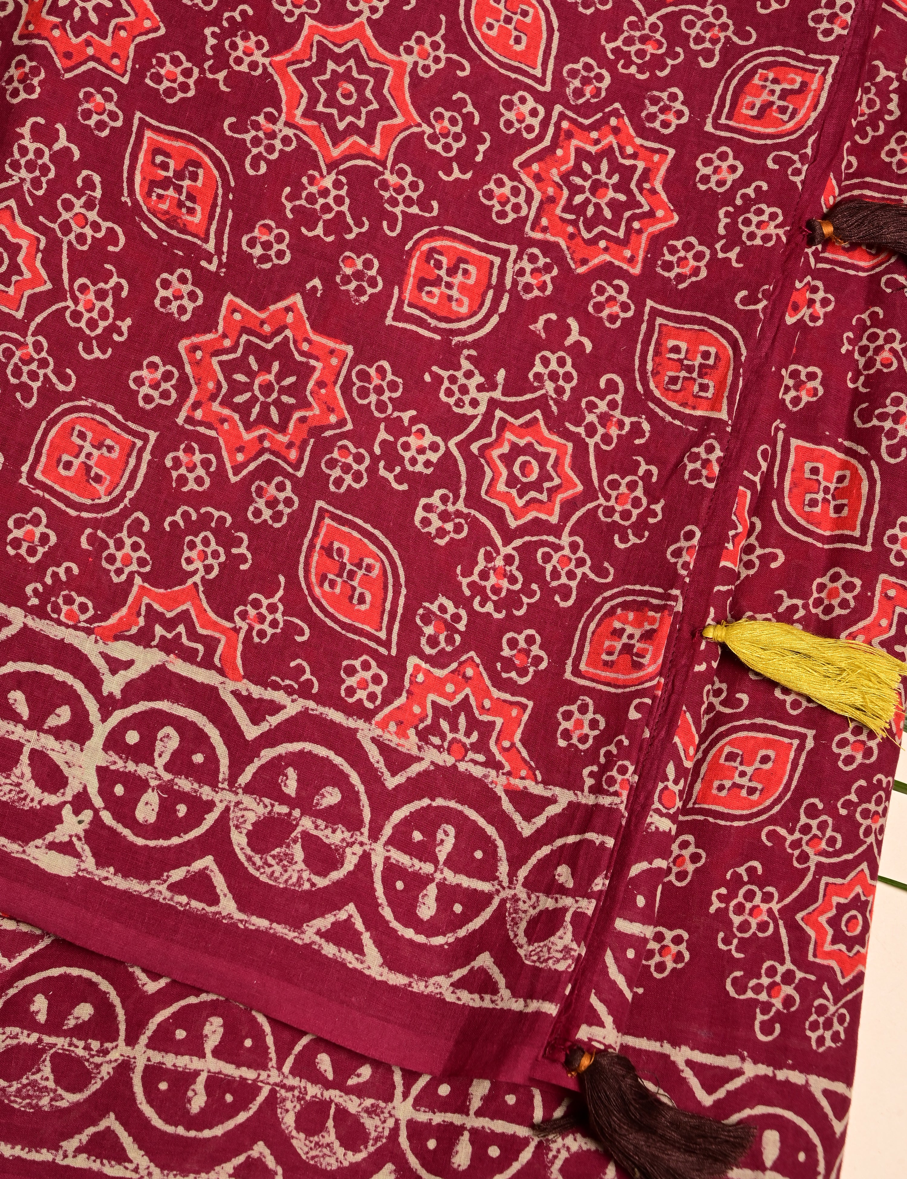 Nisarga Magenta Bagru Saree