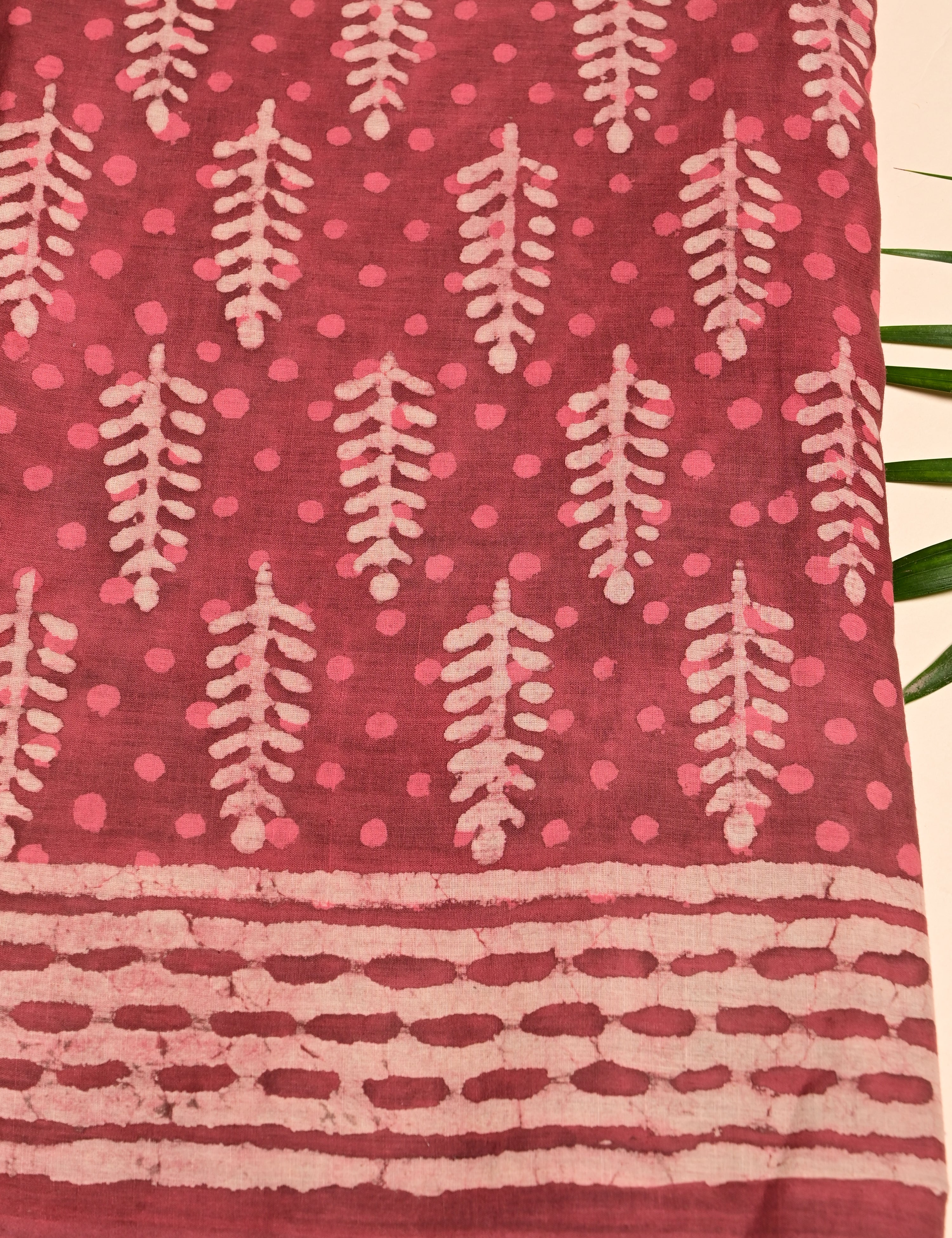 Nisarga Coral Bagru Saree