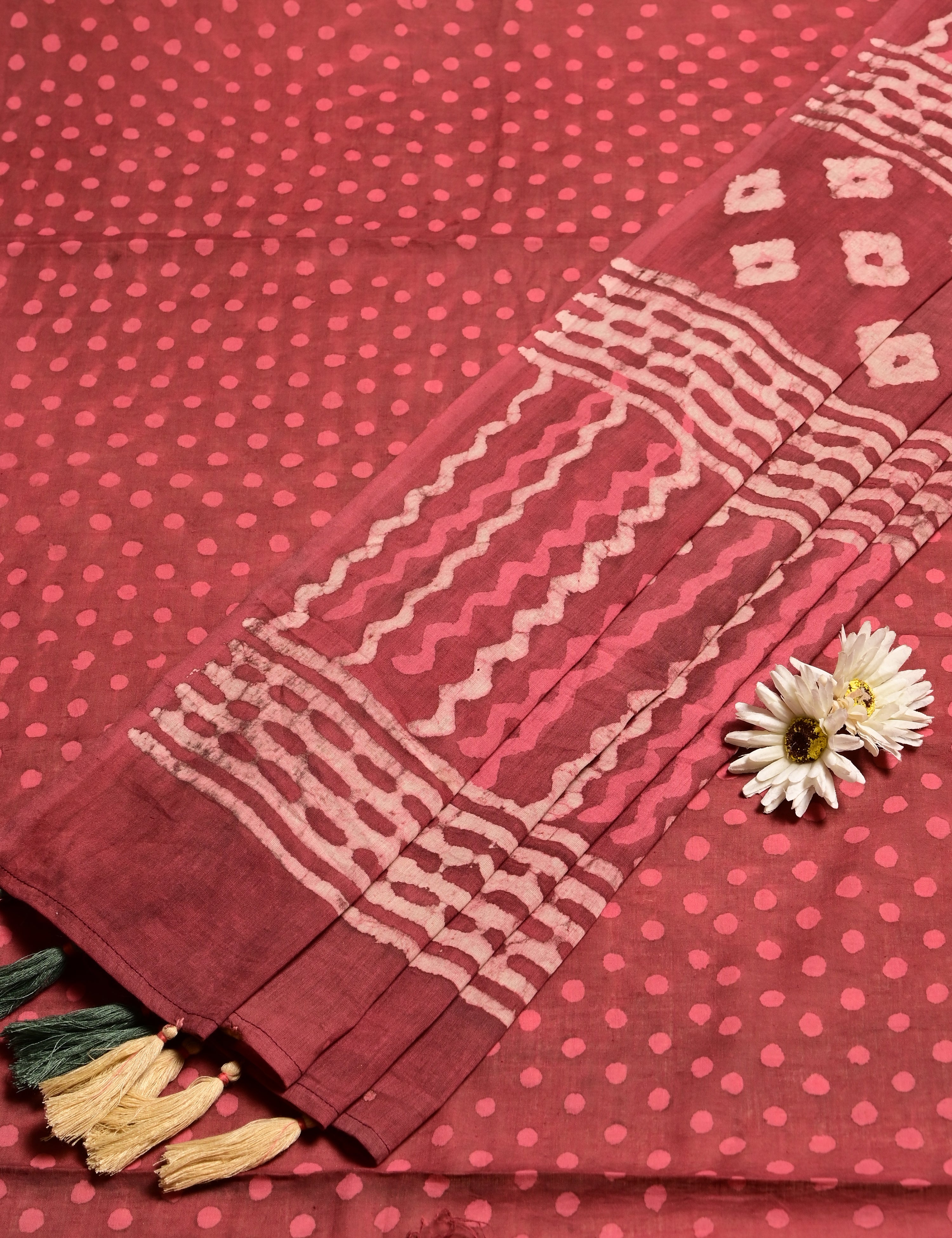 Nisarga Coral Bagru Saree