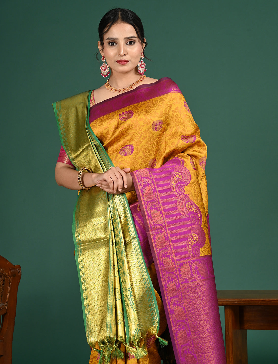 Kanakam Green South Silk Dupatta