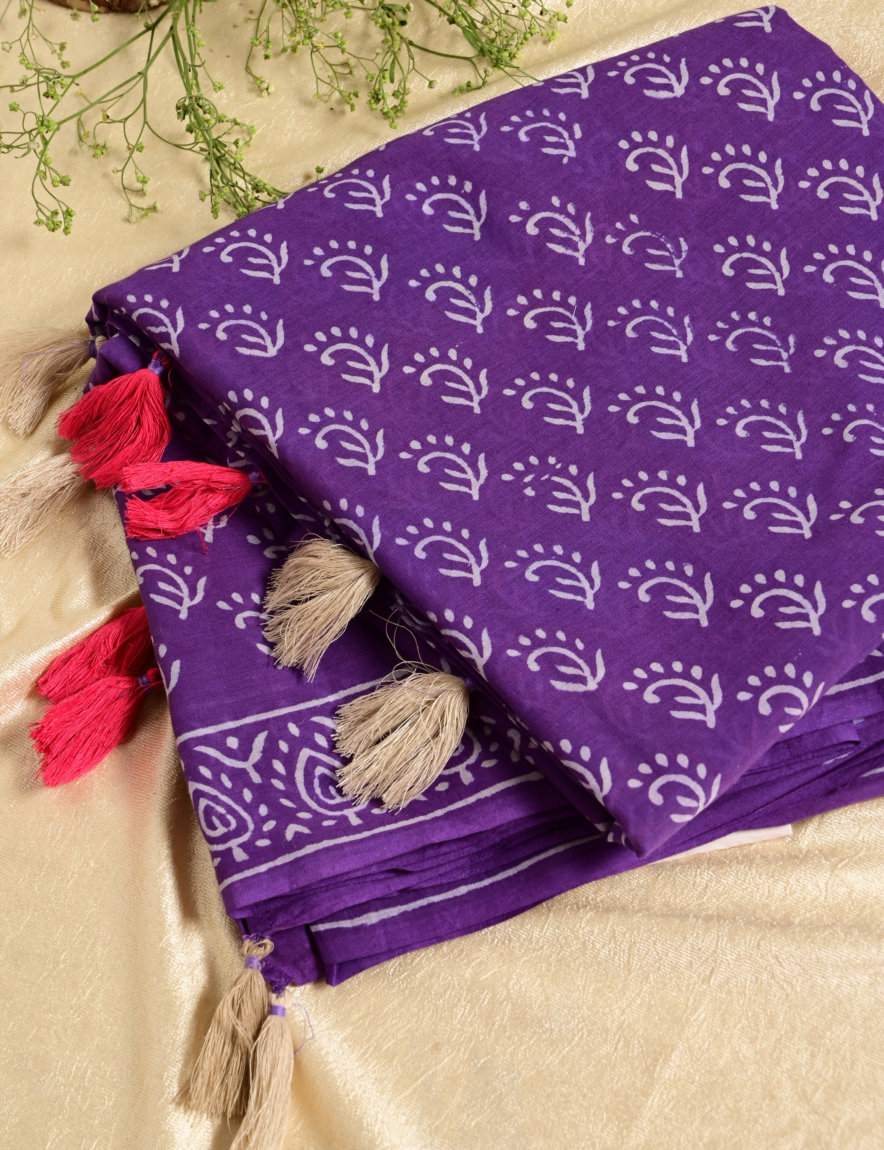 Nisarga Purple Bagru Saree