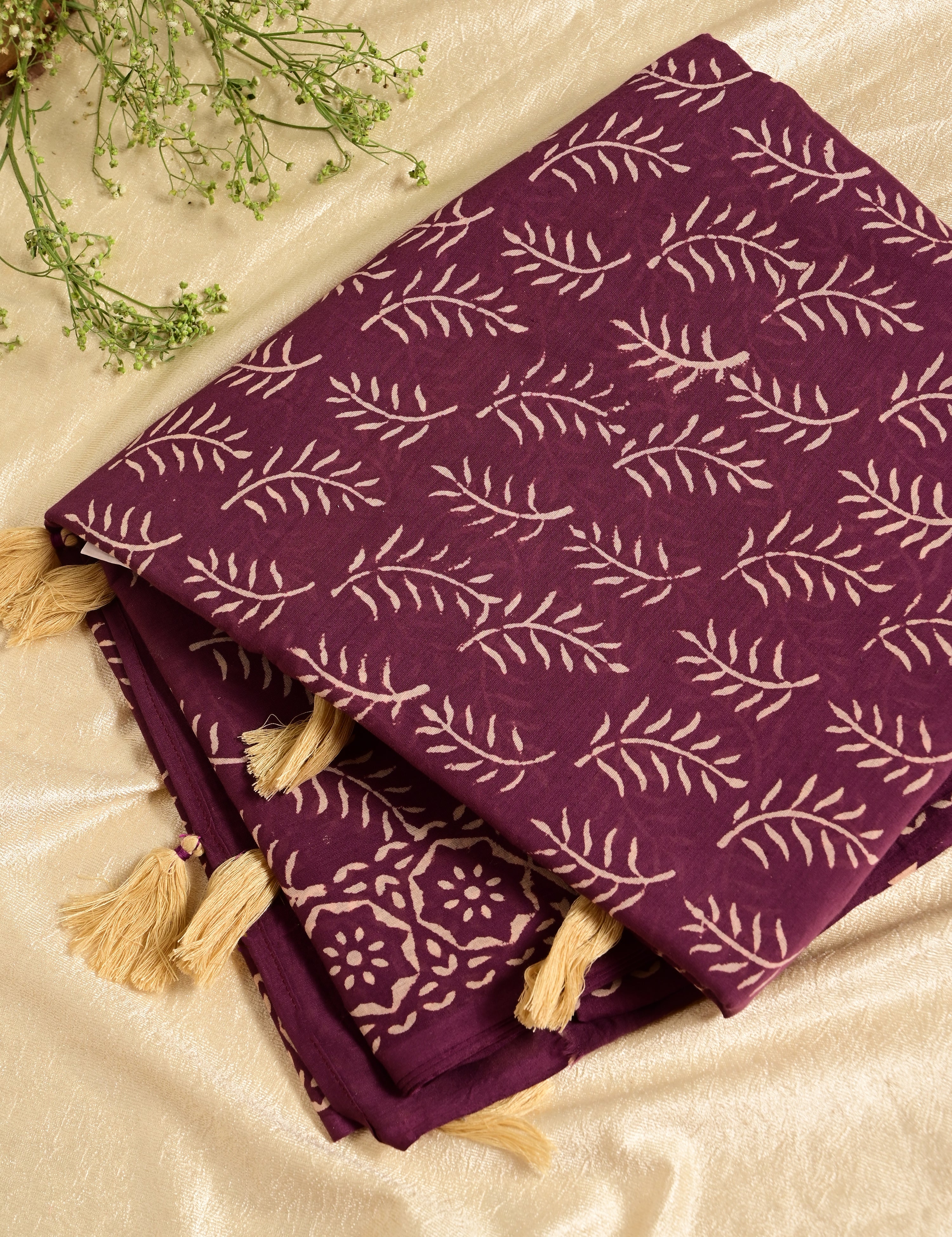 Nisarga Purple Bagru Saree