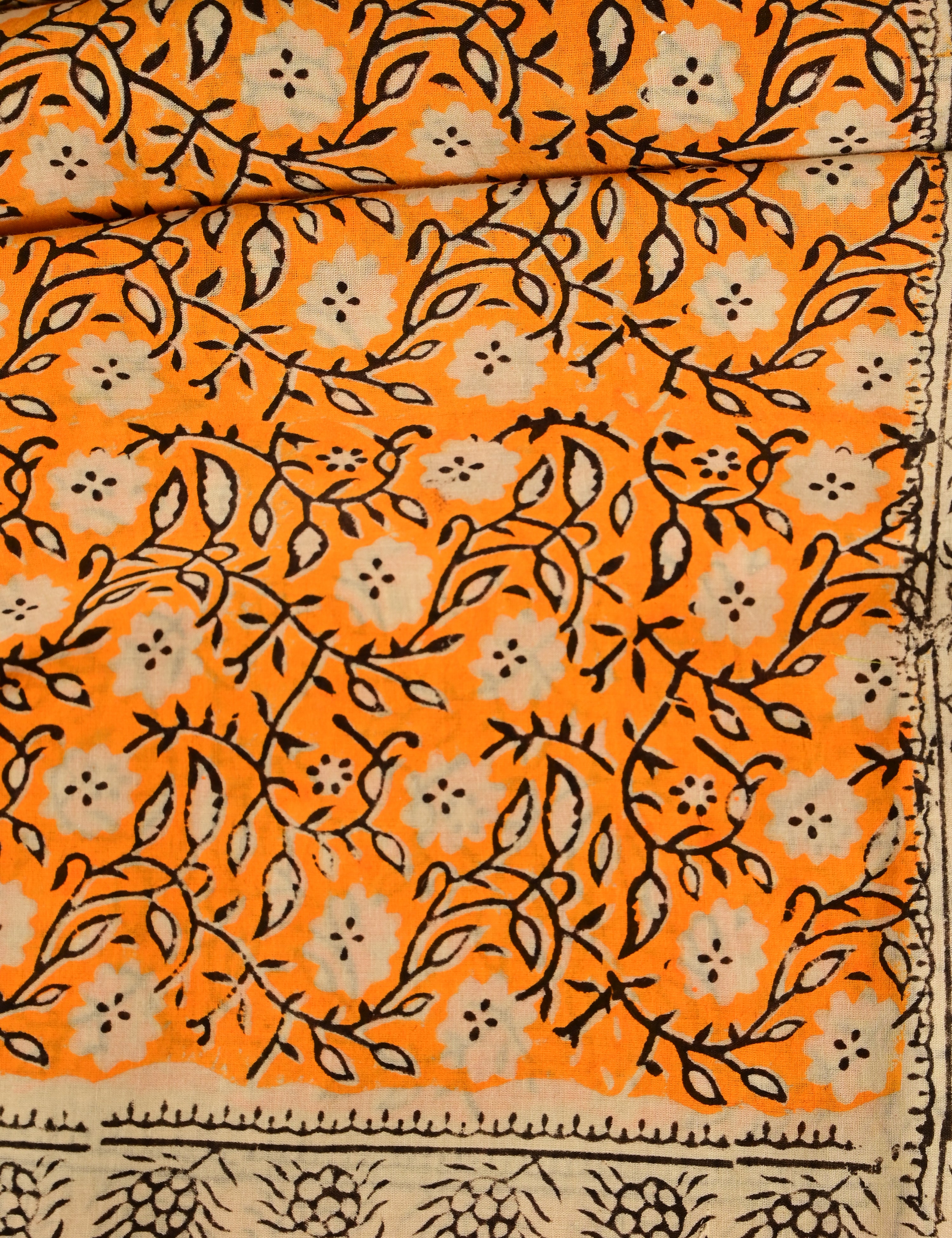 Nisarga Yellow Bagru Saree